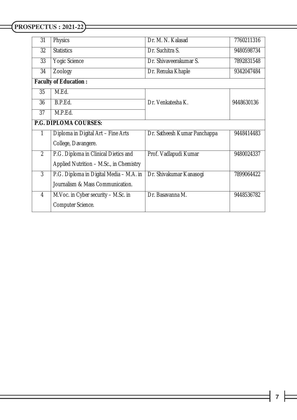 Davangere University, Davangere Admission Brochure 2021-22 - Page 9