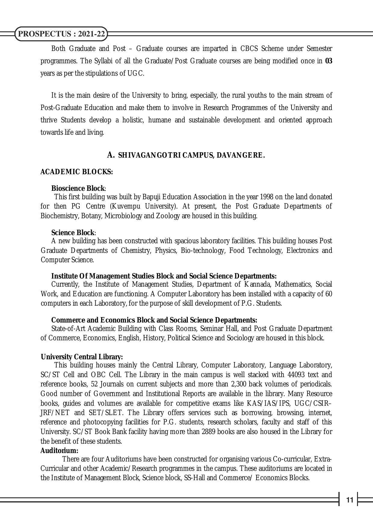 Davangere University, Davangere Admission Brochure 2021-22 - Page 13