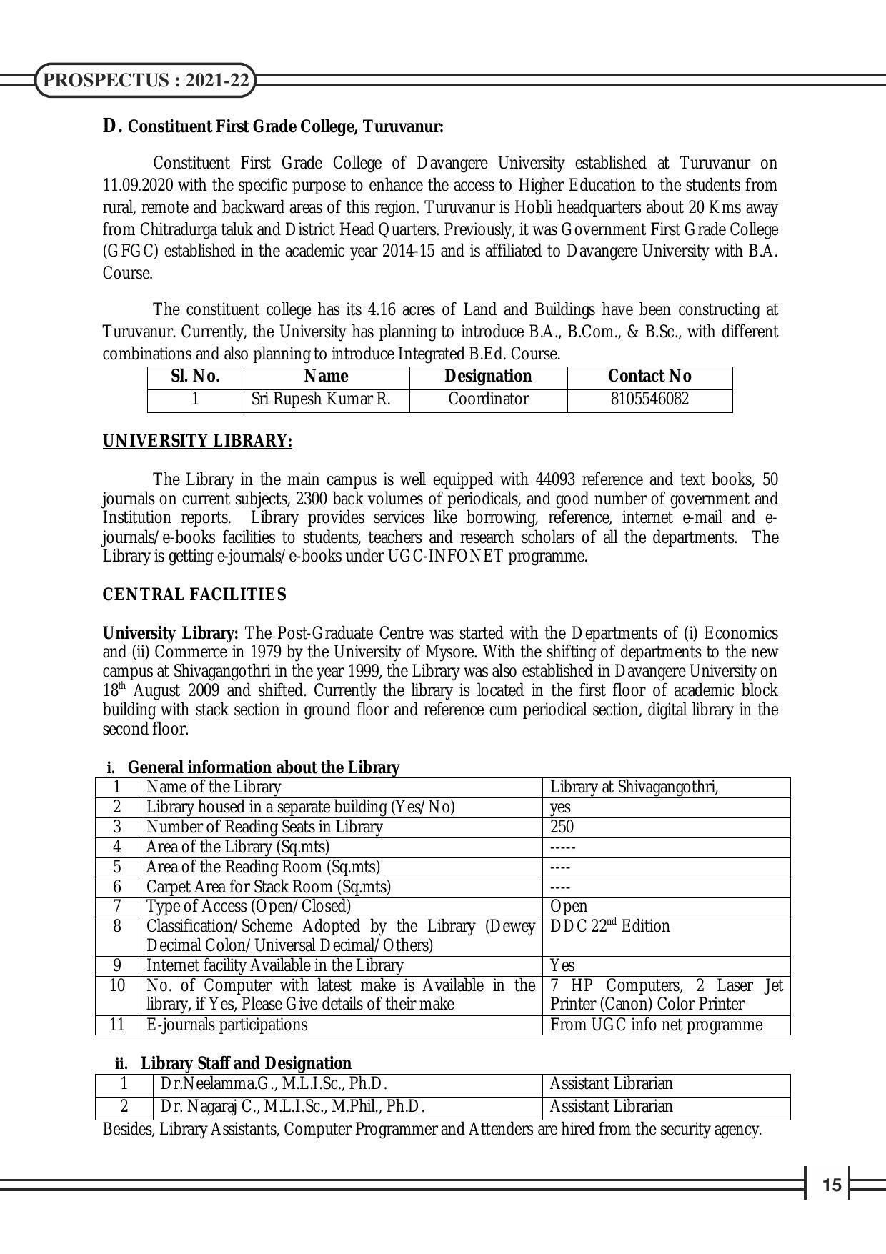 Davangere University, Davangere Admission Brochure 2021-22 - Page 17