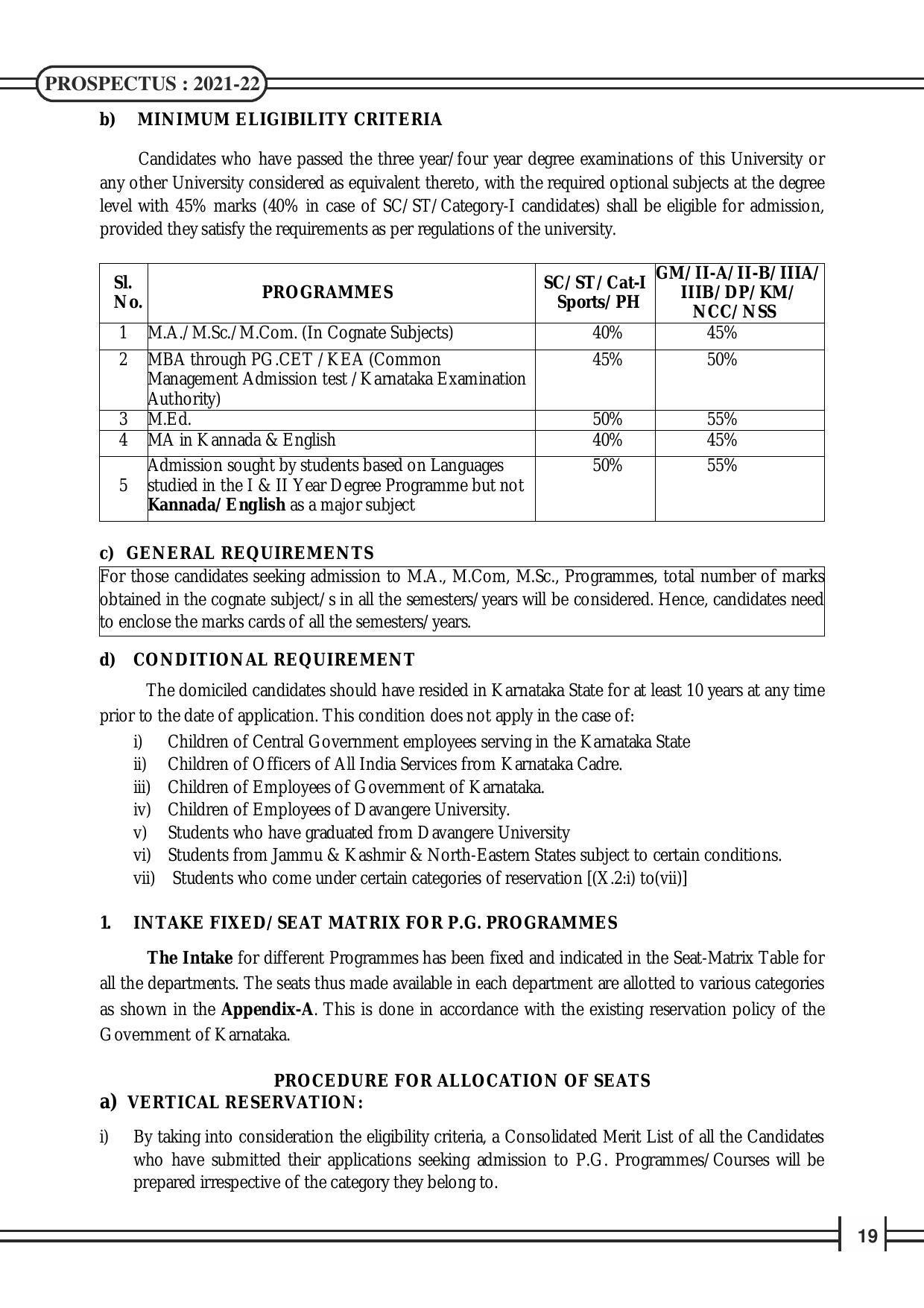 Davangere University, Davangere Admission Brochure 2021-22 - Page 21