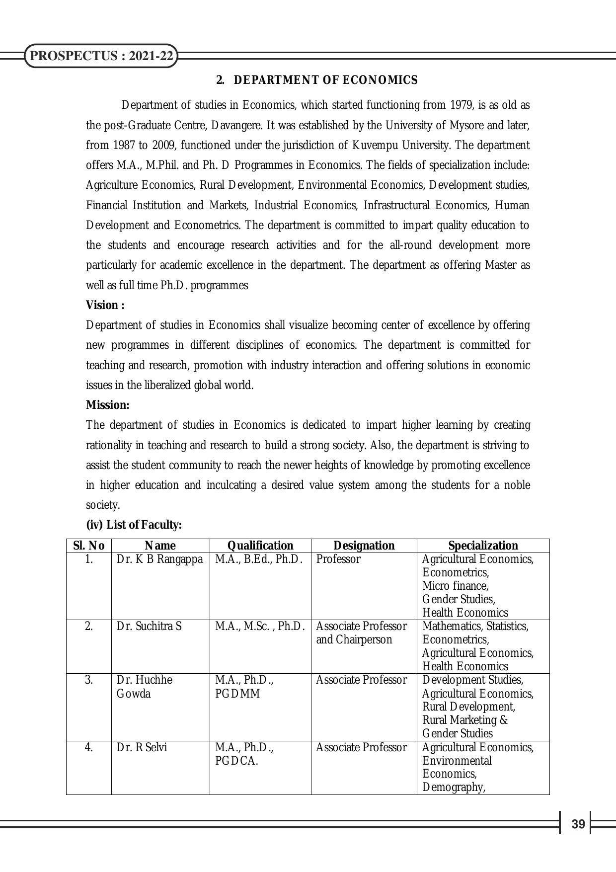 Davangere University, Davangere Admission Brochure 2021-22 - Page 41