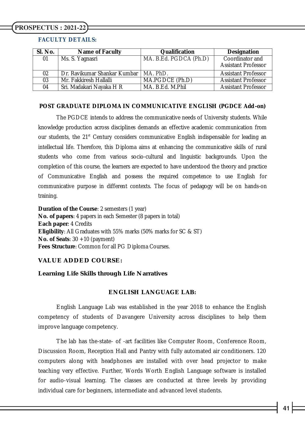 Davangere University, Davangere Admission Brochure 2021-22 - Page 43