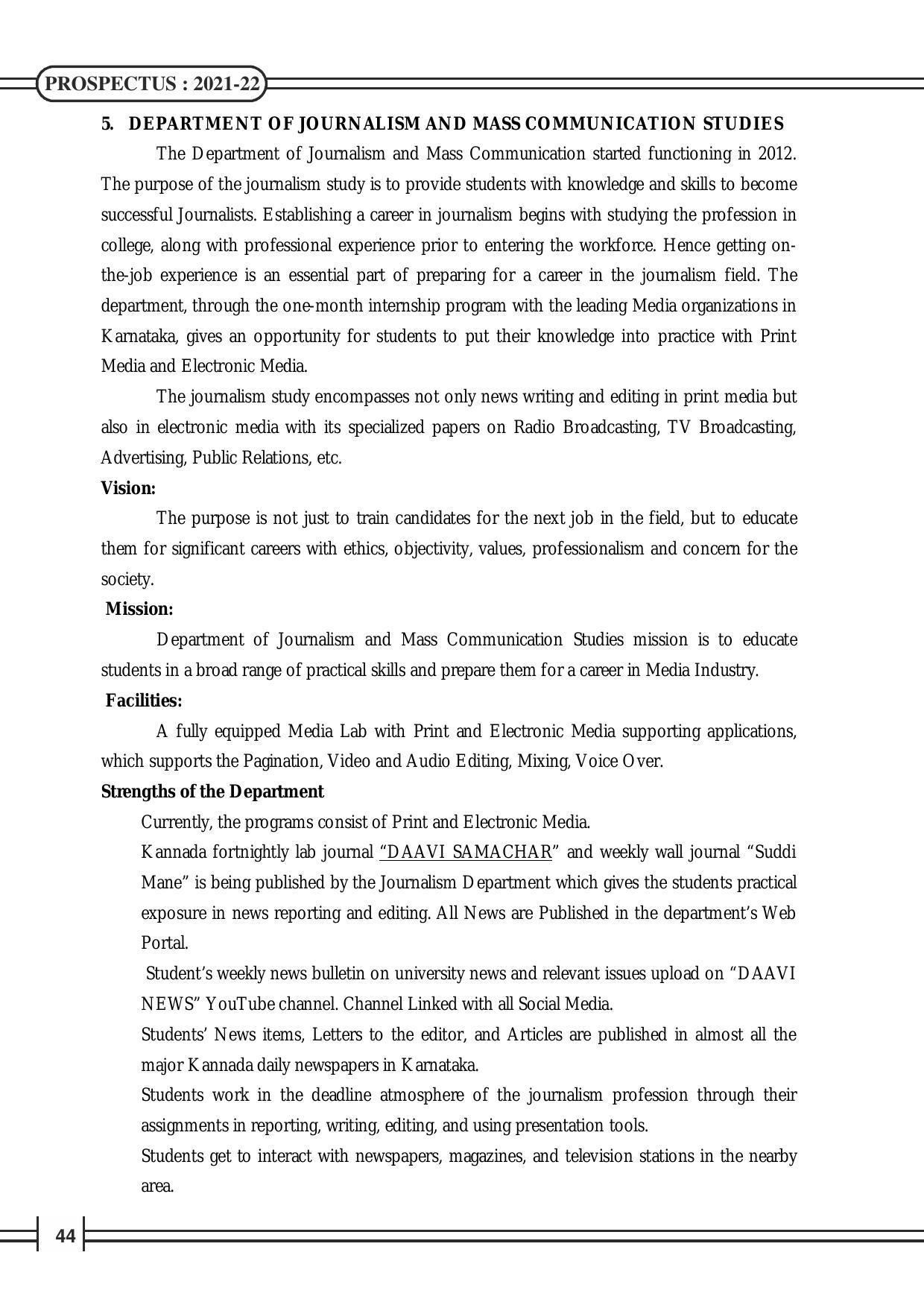 Davangere University, Davangere Admission Brochure 2021-22 - Page 46