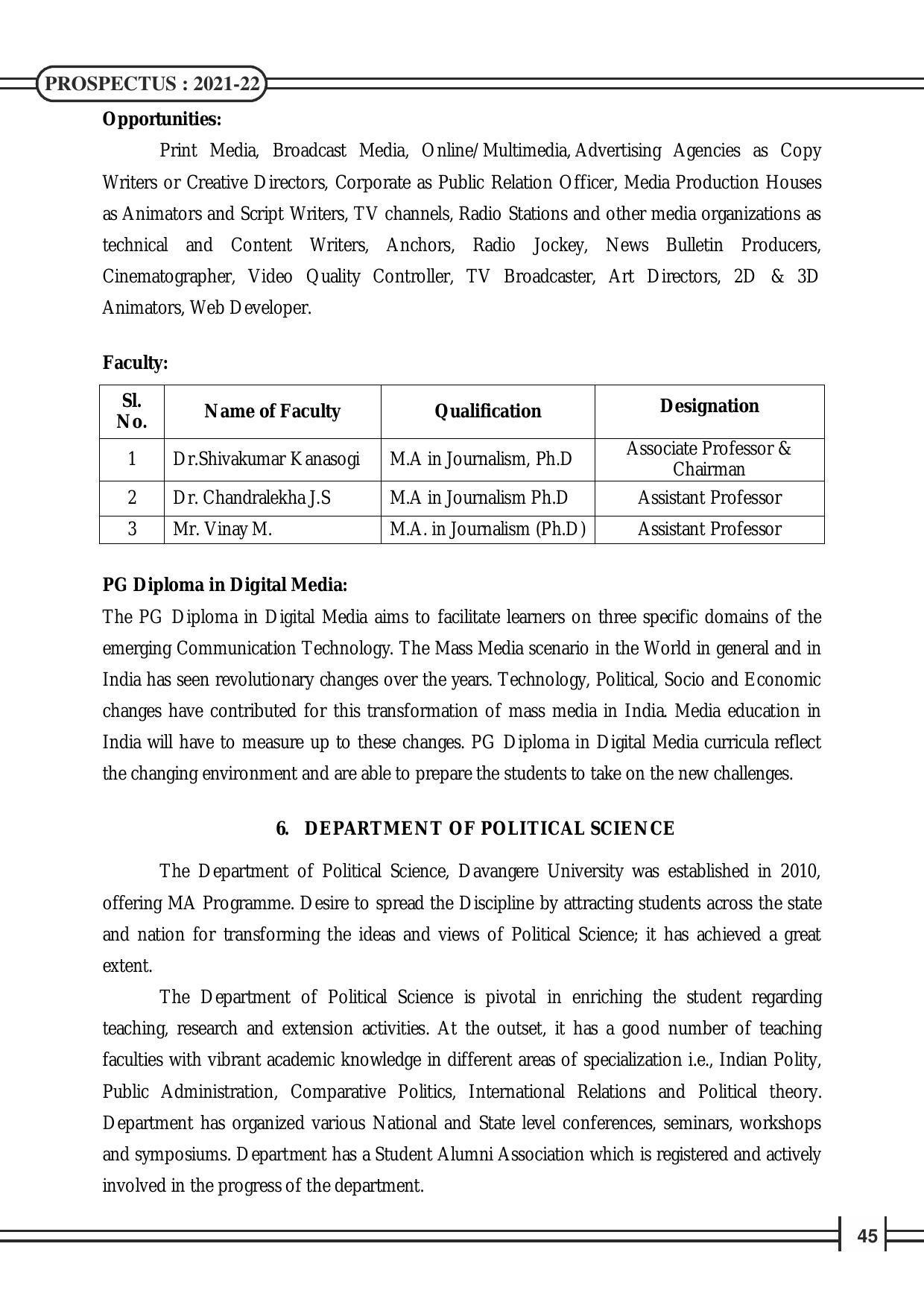 Davangere University, Davangere Admission Brochure 2021-22 - Page 47