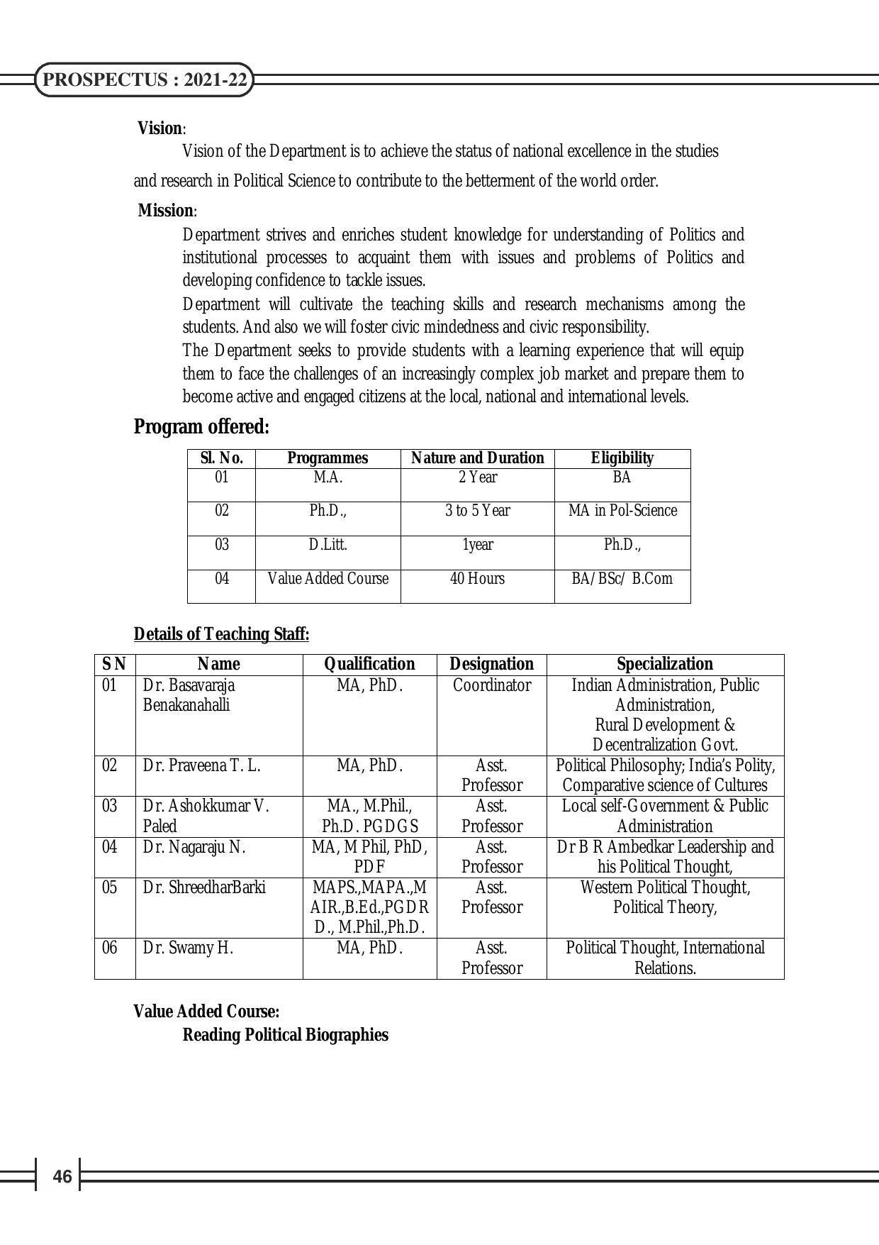 Davangere University, Davangere Admission Brochure 2021-22 - Page 48