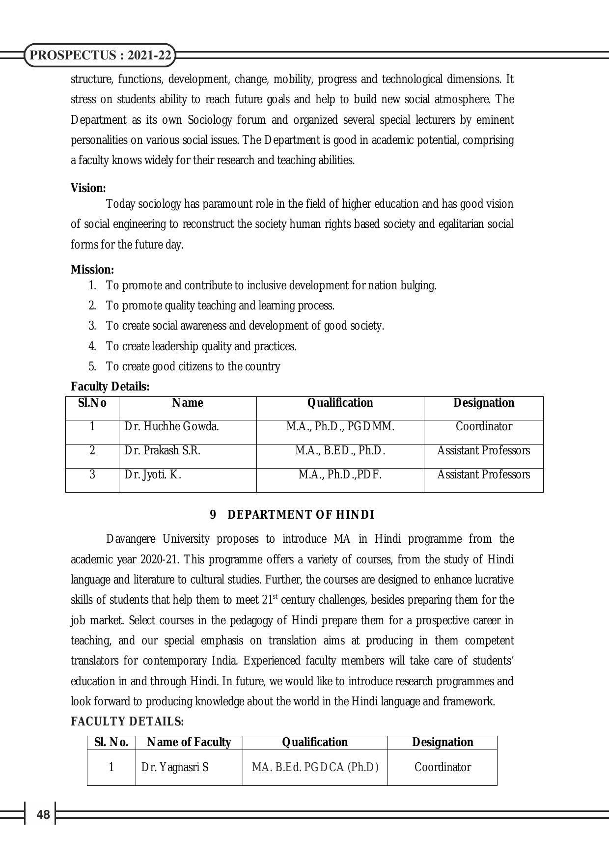 Davangere University, Davangere Admission Brochure 2021-22 - Page 50