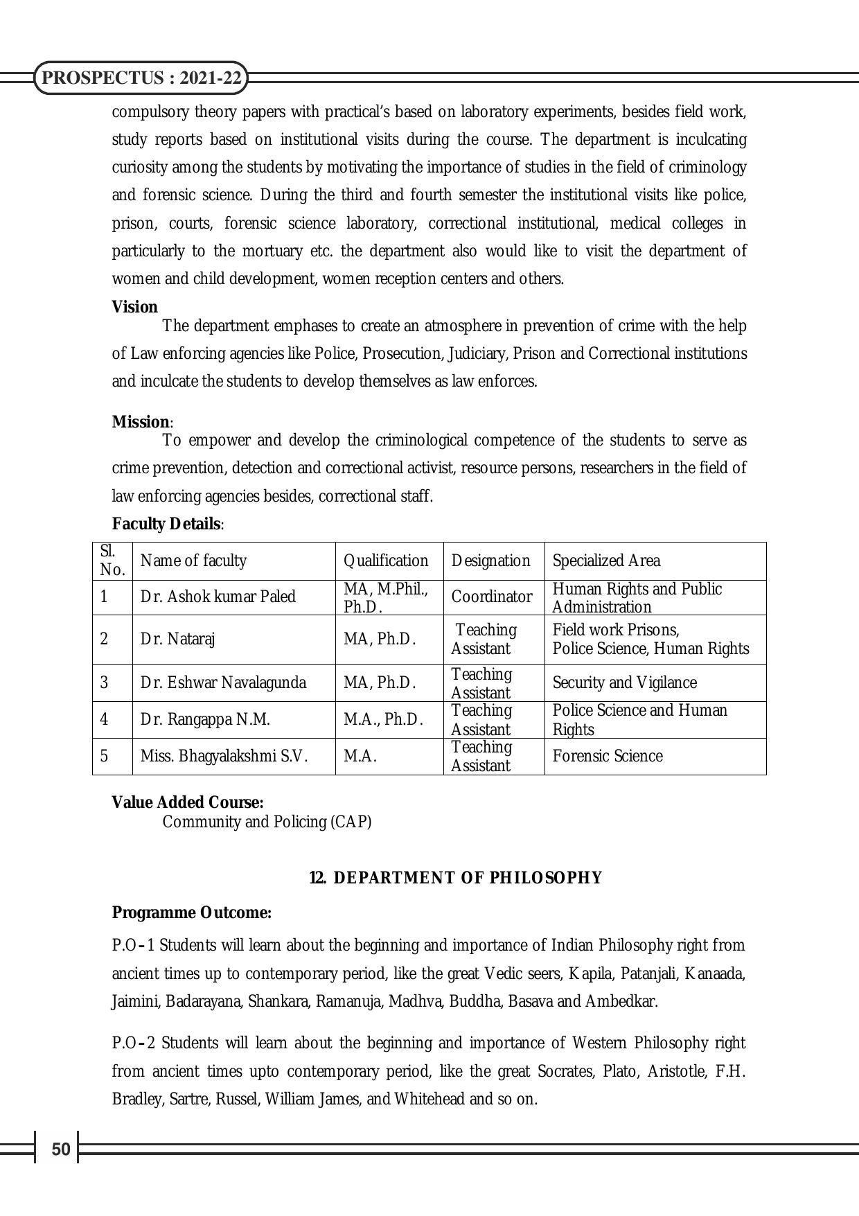 Davangere University, Davangere Admission Brochure 2021-22 - Page 52