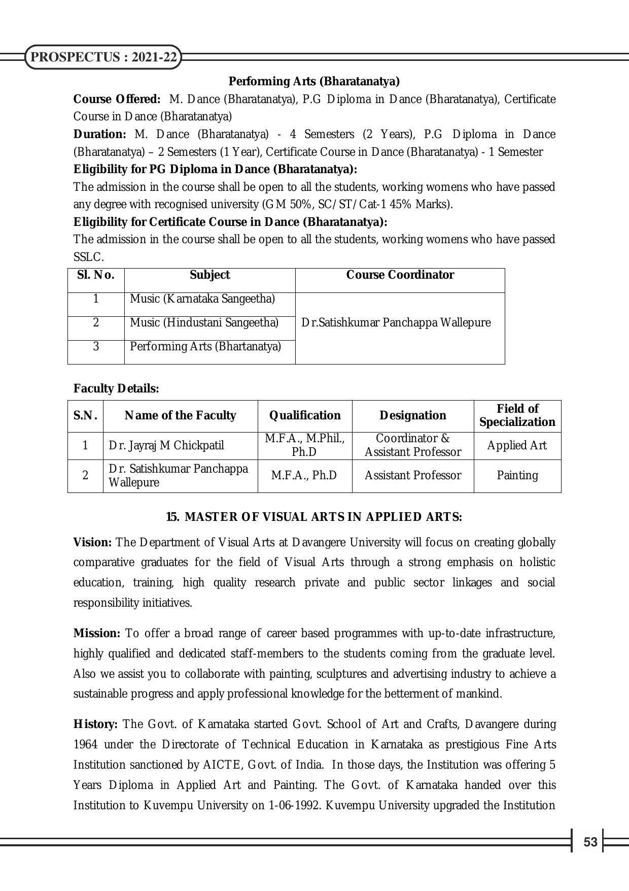 Davangere University, Davangere Admission Brochure 2021-22 - Page 55