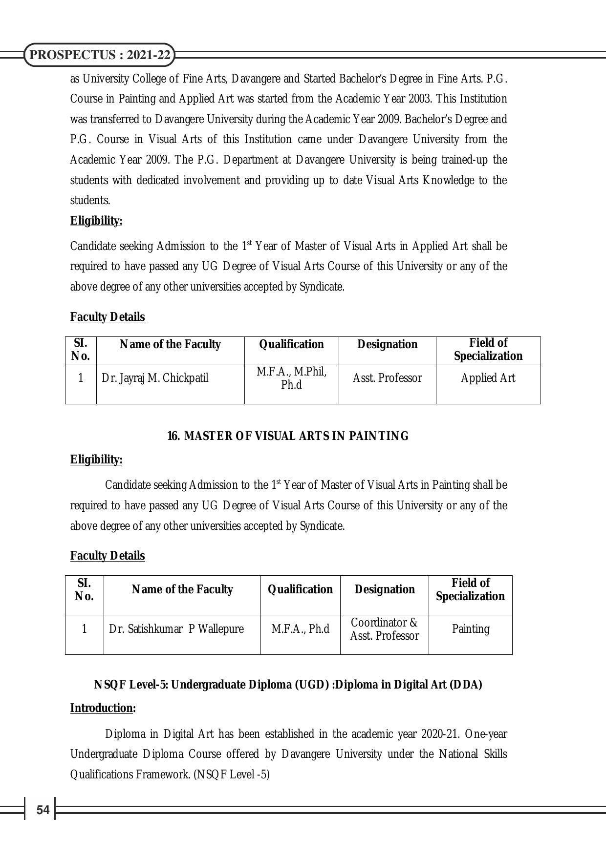 Davangere University, Davangere Admission Brochure 2021-22 - Page 56