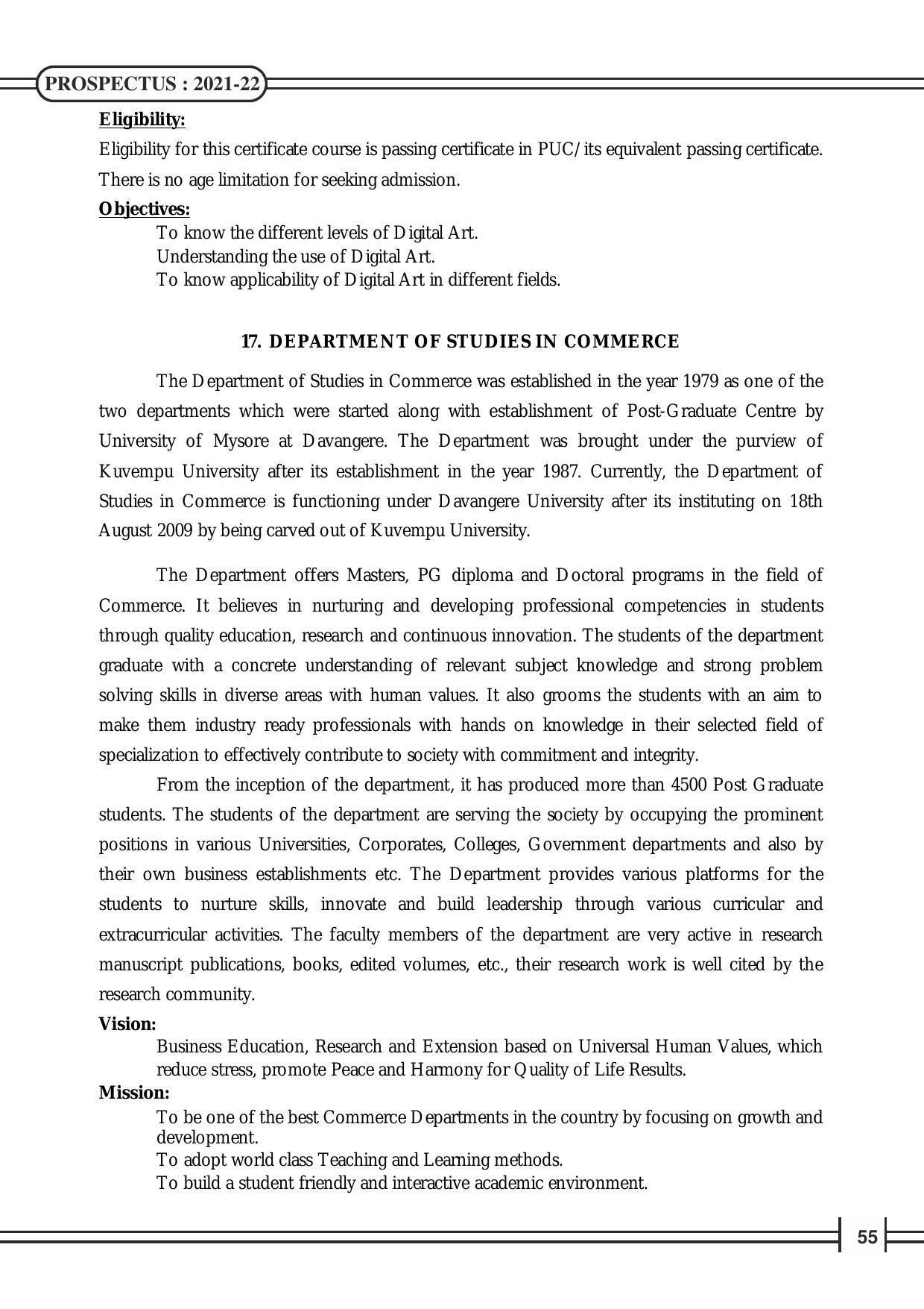 Davangere University, Davangere Admission Brochure 2021-22 - Page 57