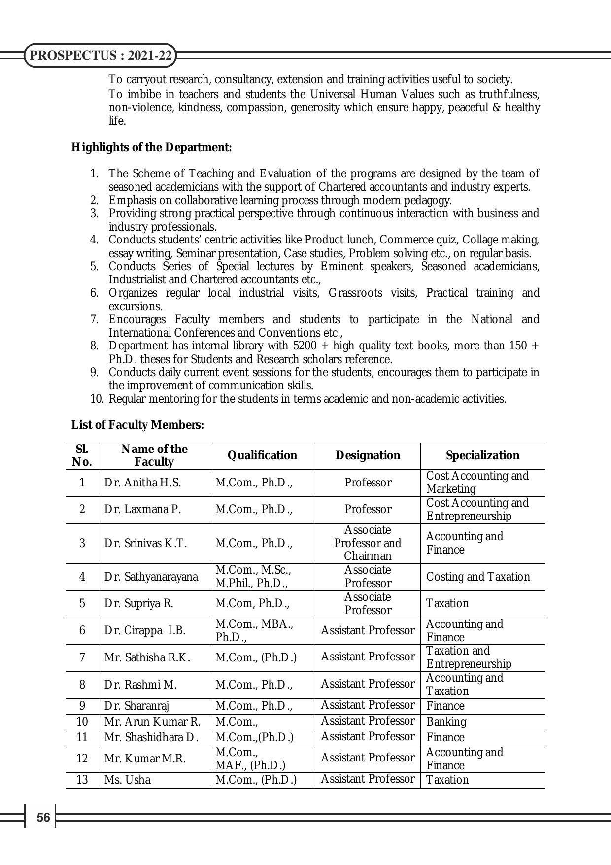 Davangere University, Davangere Admission Brochure 2021-22 - Page 58
