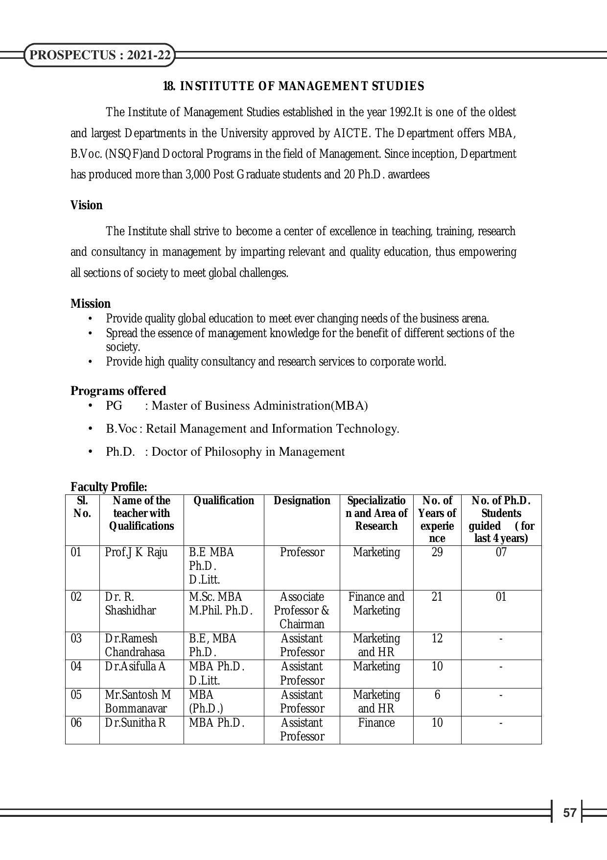 Davangere University, Davangere Admission Brochure 2021-22 - Page 59