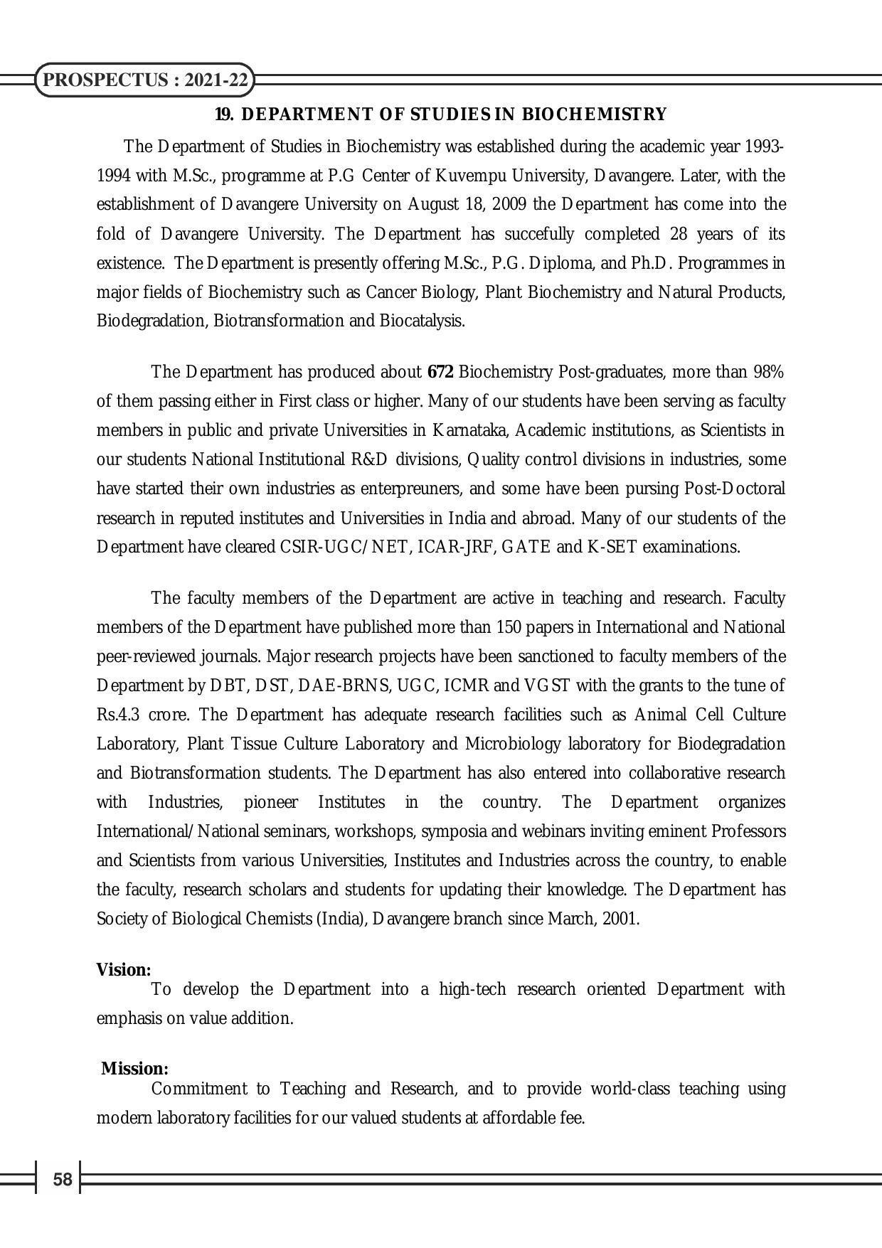 Davangere University, Davangere Admission Brochure 2021-22 - Page 60