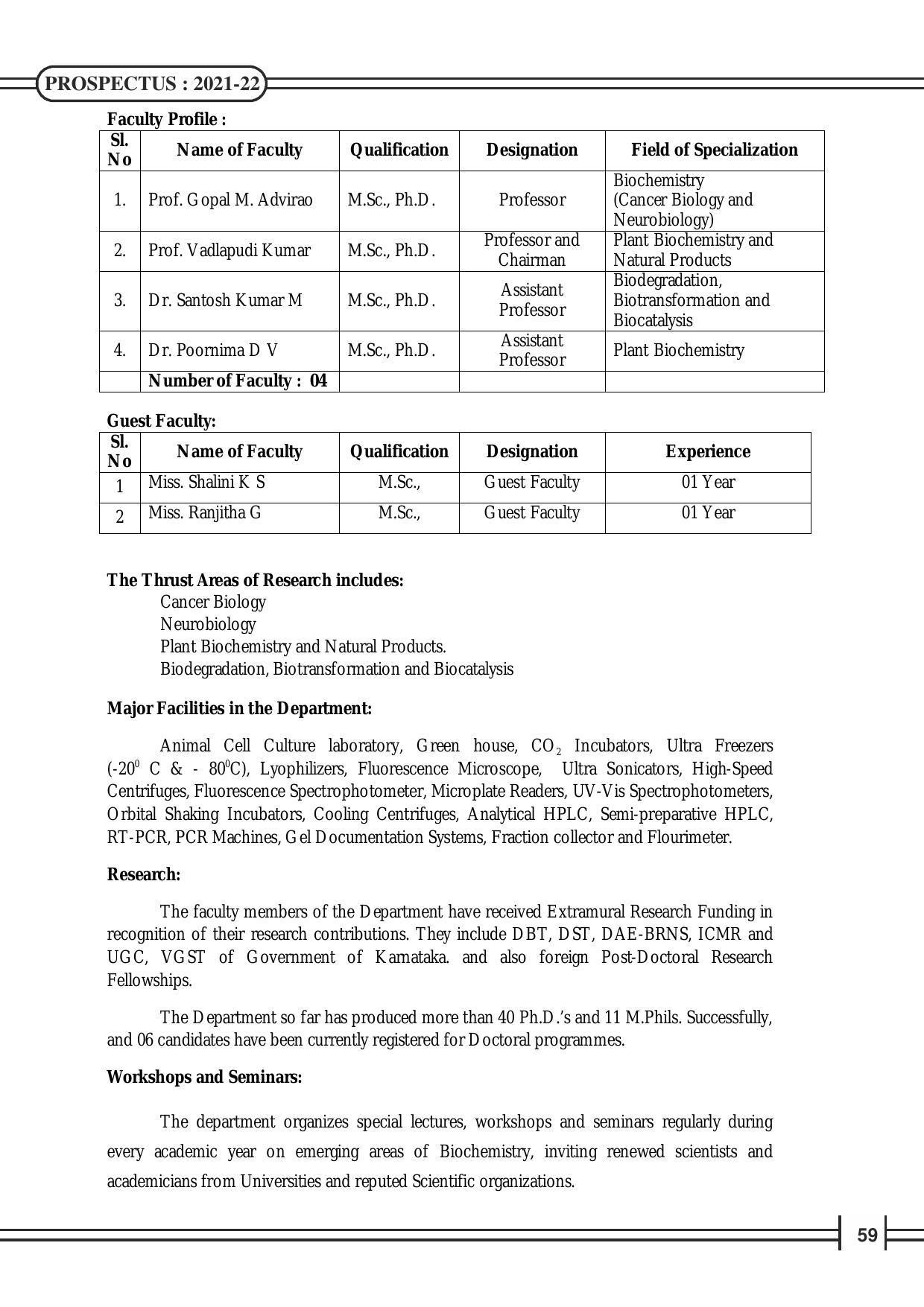 Davangere University, Davangere Admission Brochure 2021-22 - Page 61