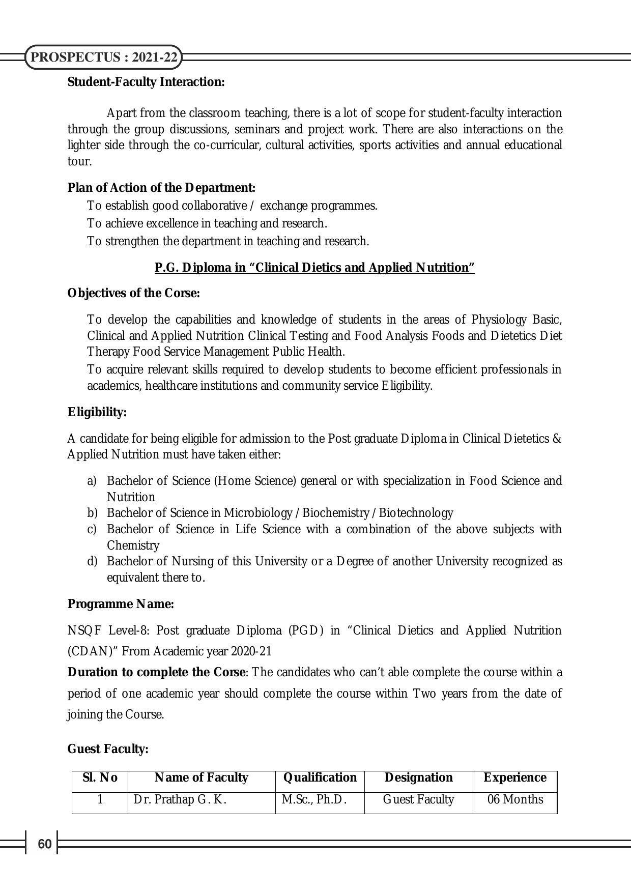 Davangere University, Davangere Admission Brochure 2021-22 - Page 62