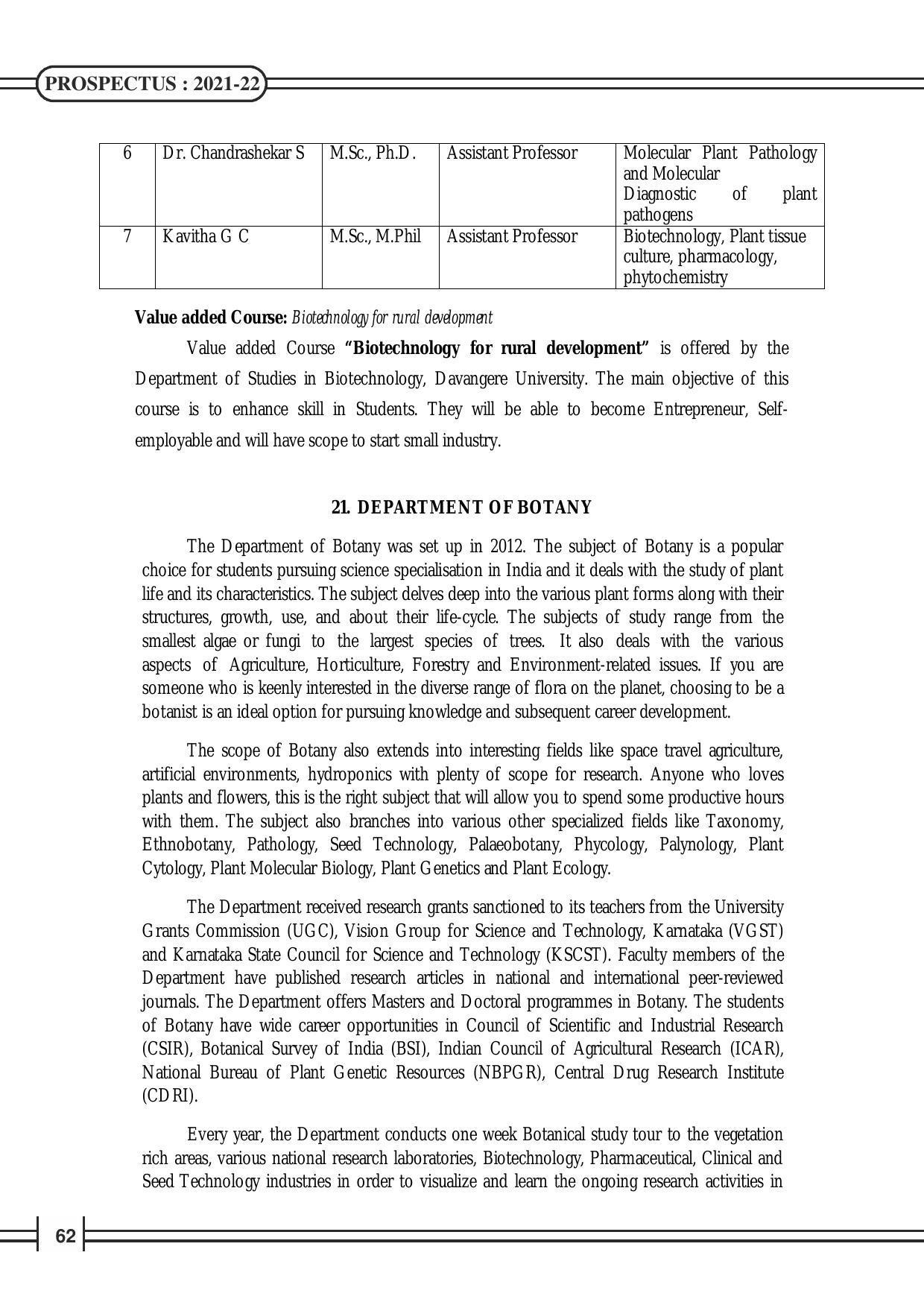 Davangere University, Davangere Admission Brochure 2021-22 - Page 64