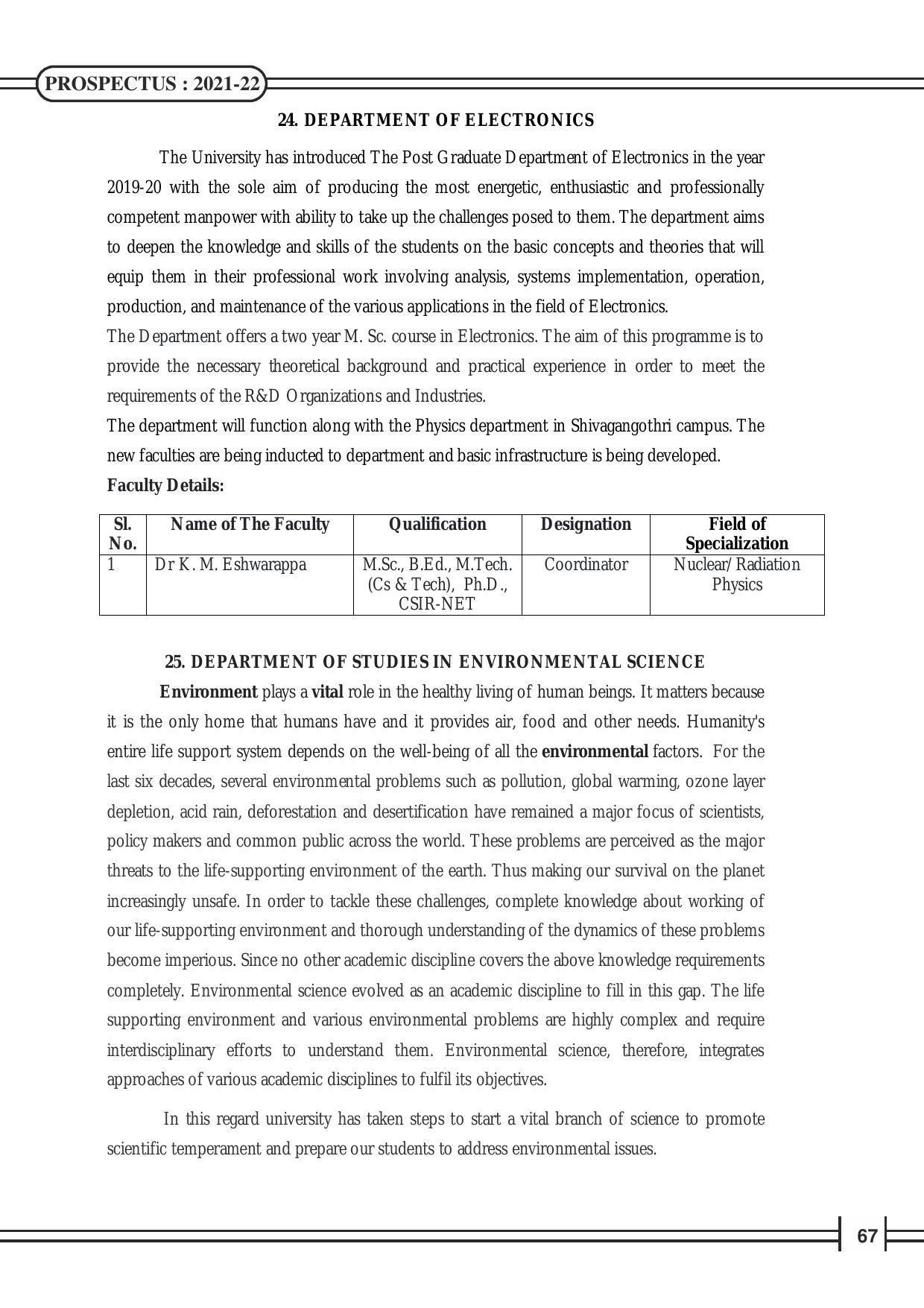 Davangere University, Davangere Admission Brochure 2021-22 - Page 69