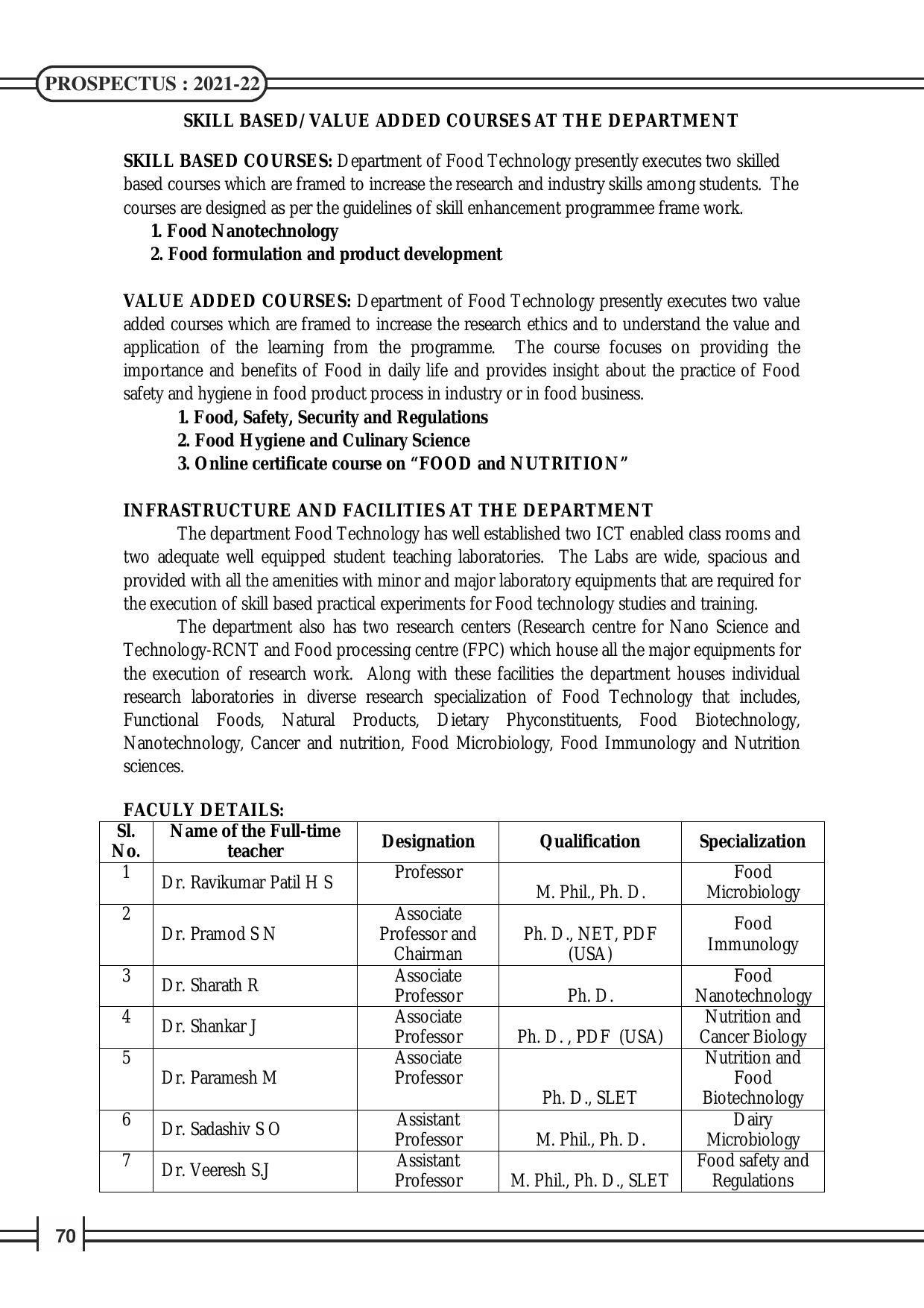 Davangere University, Davangere Admission Brochure 2021-22 - Page 72