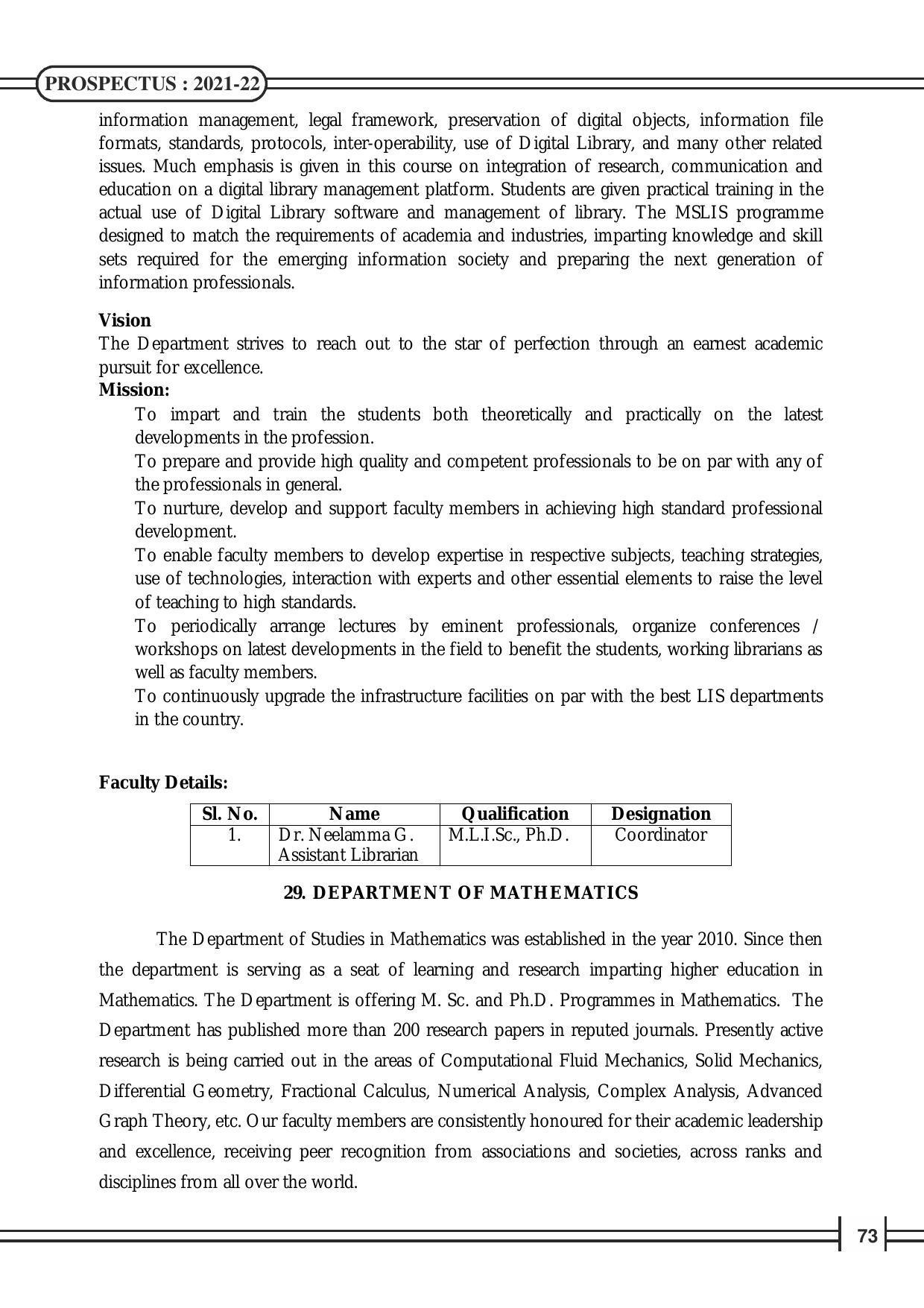 Davangere University, Davangere Admission Brochure 2021-22 - Page 75