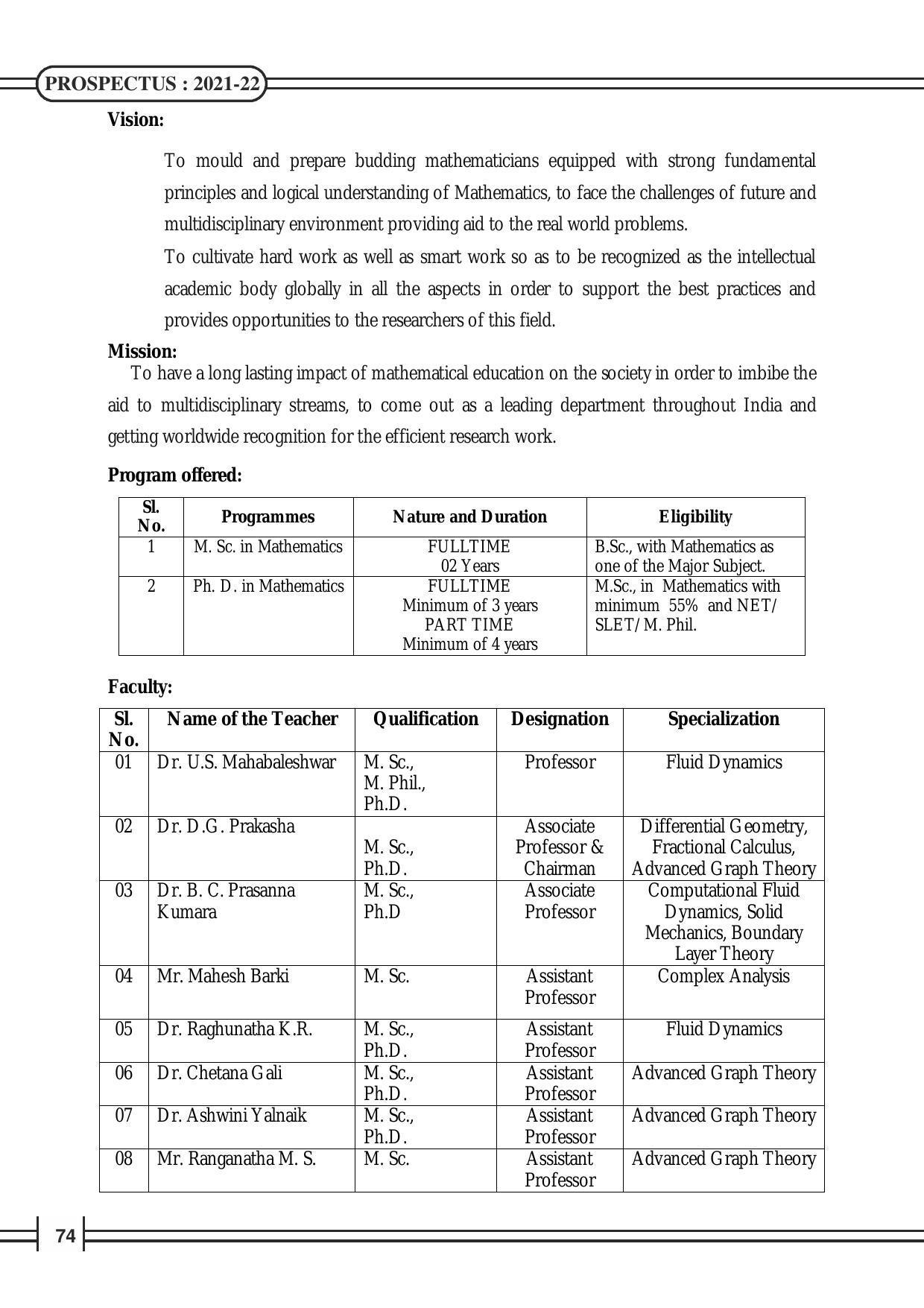 Davangere University, Davangere Admission Brochure 2021-22 - Page 76