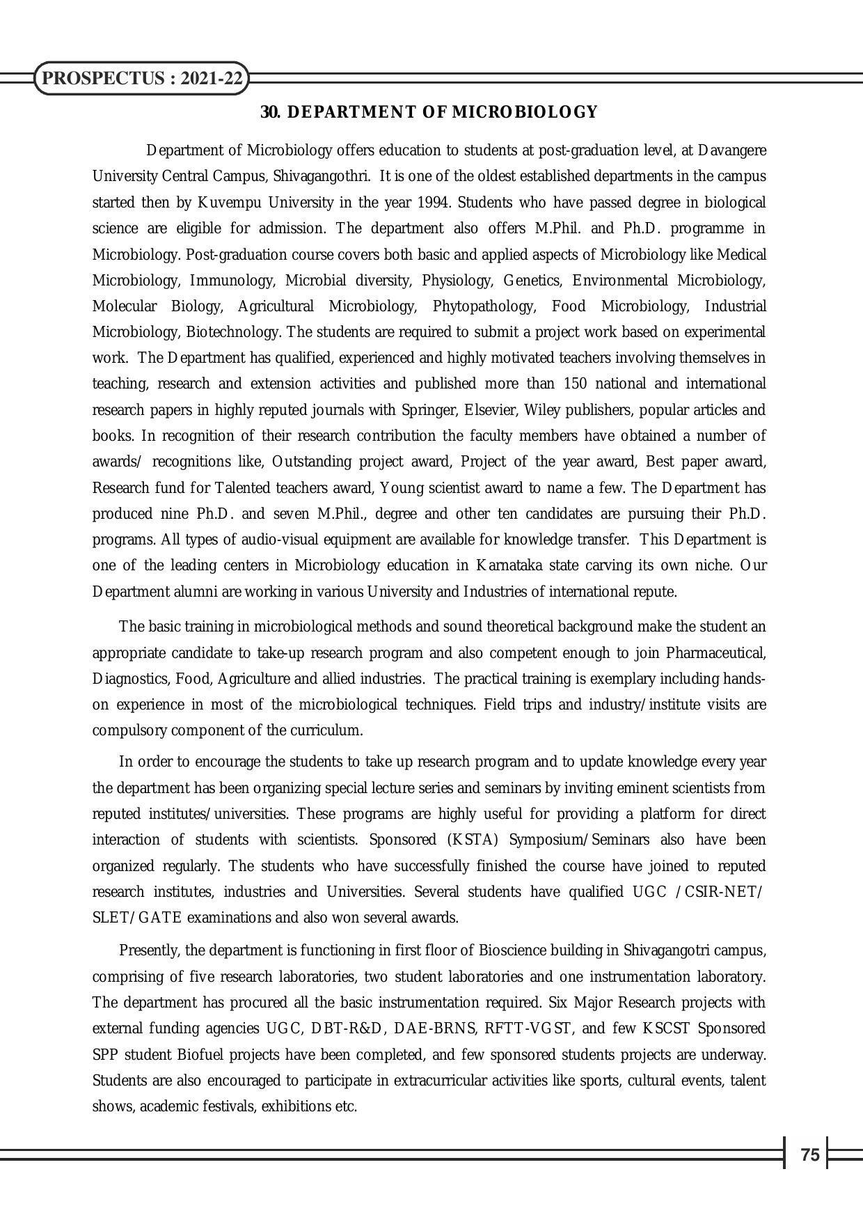 Davangere University, Davangere Admission Brochure 2021-22 - Page 77