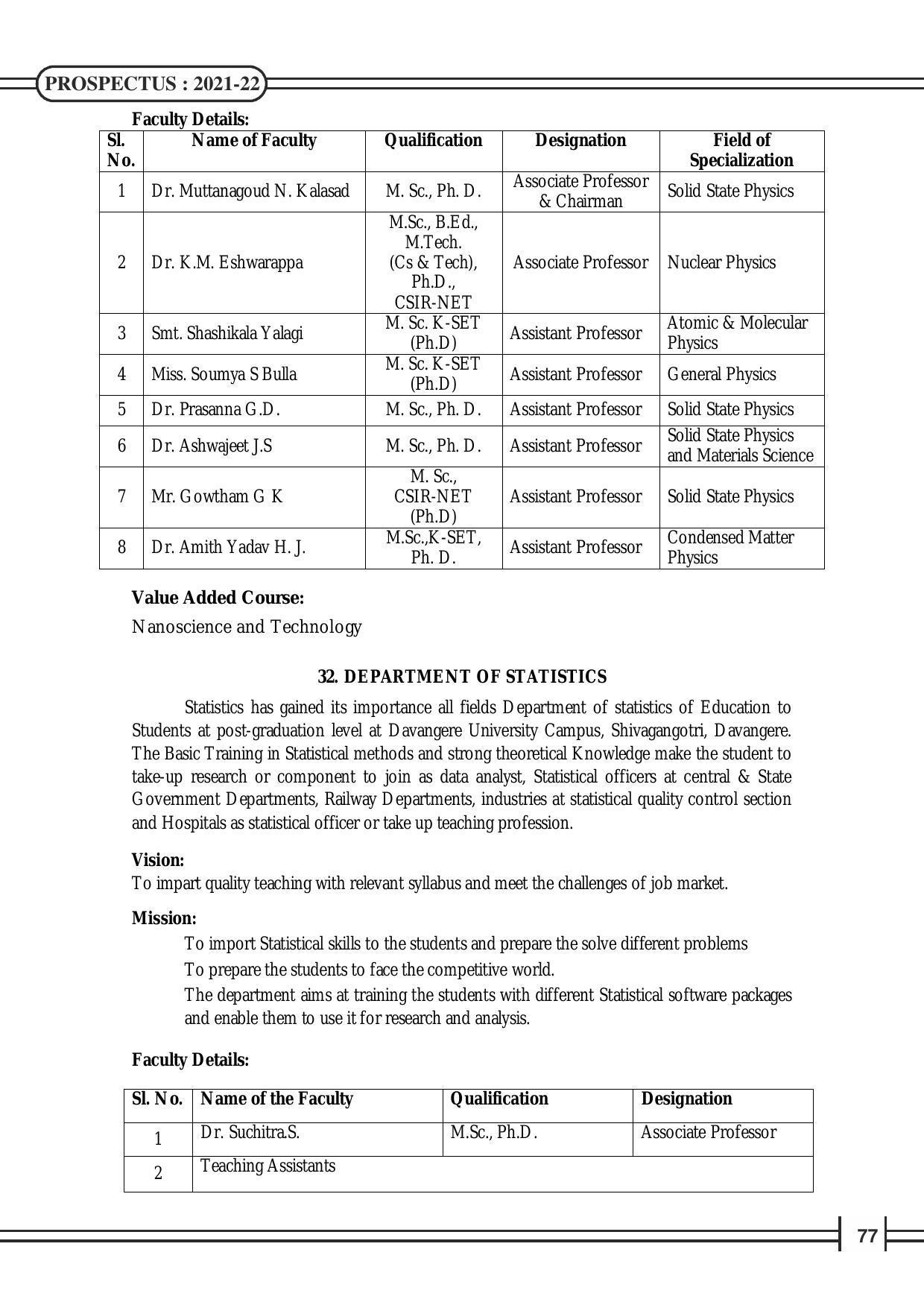 Davangere University, Davangere Admission Brochure 2021-22 - Page 79