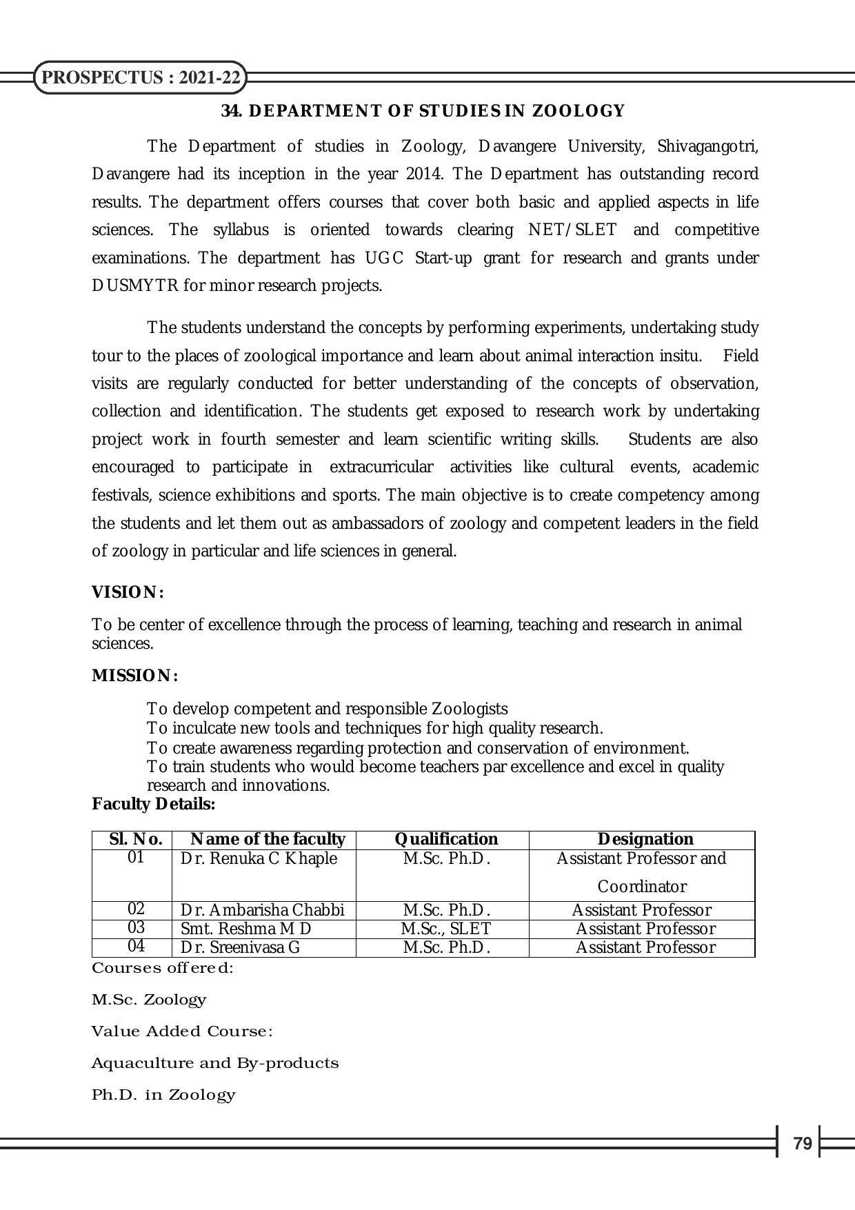 Davangere University, Davangere Admission Brochure 2021-22 - Page 81