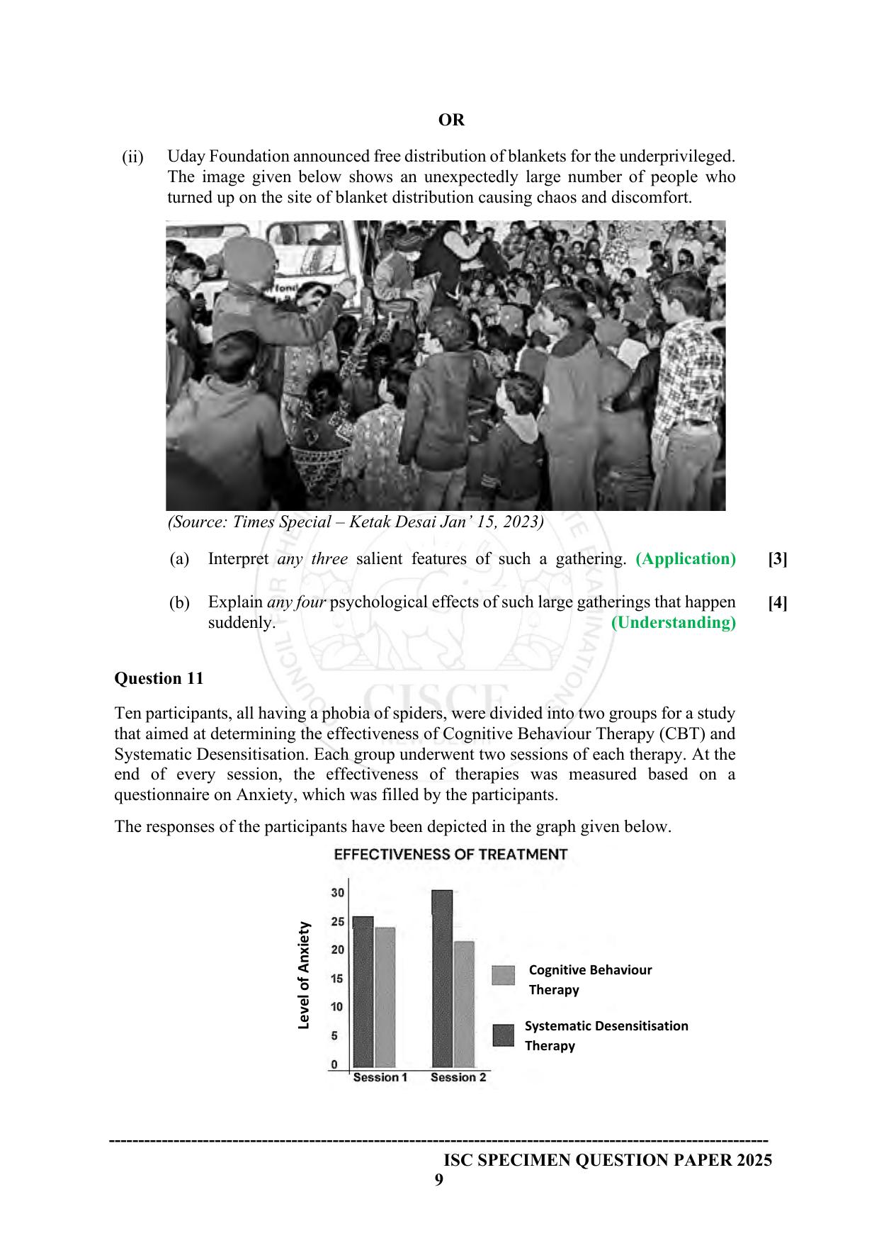 ISC Class 12 2025 PSYCHOLOGY (SQP & AK) Specimen Paper - Page 9