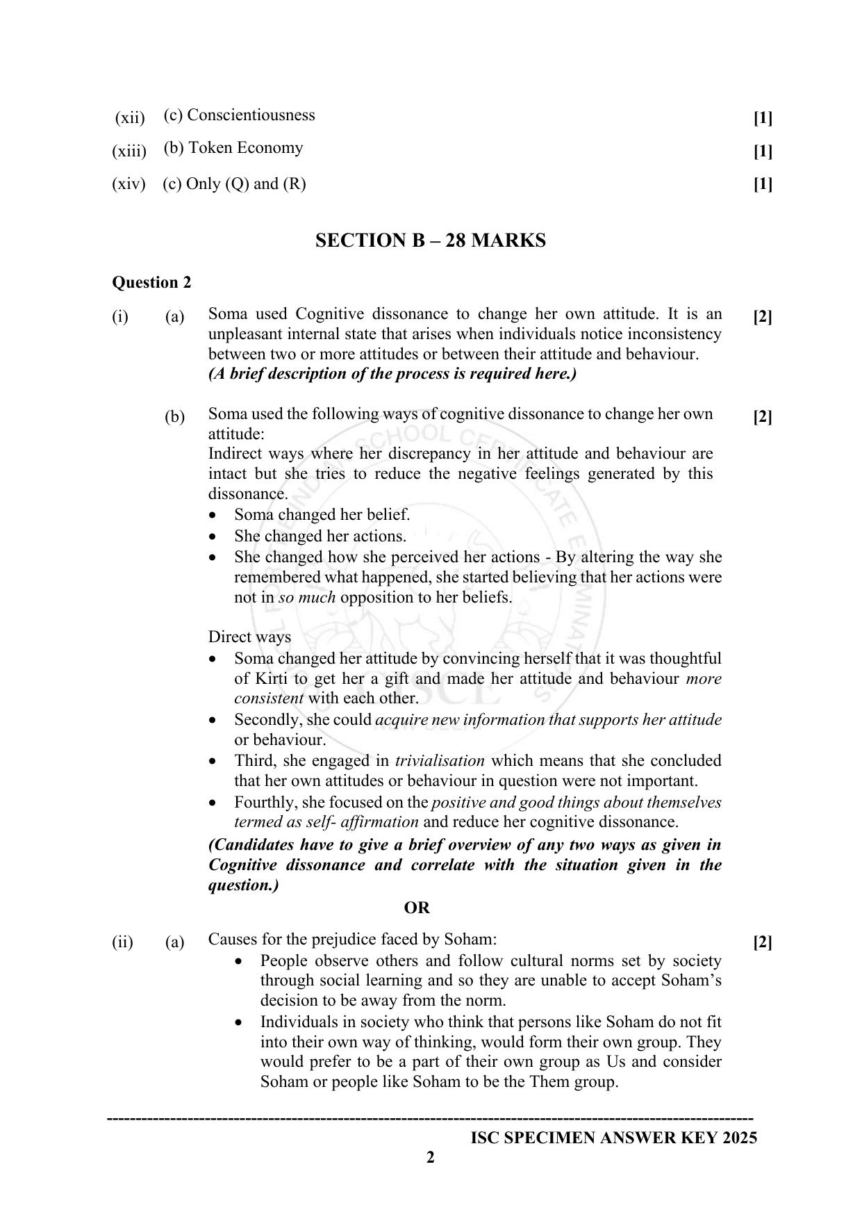 ISC Class 12 2025 PSYCHOLOGY (SQP & AK) Specimen Paper - Page 12