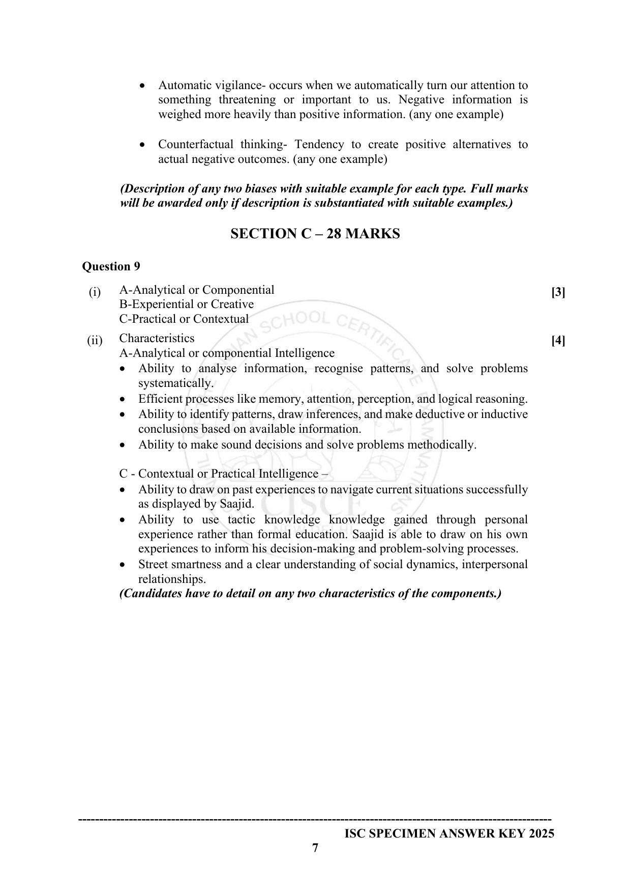 ISC Class 12 2025 PSYCHOLOGY (SQP & AK) Specimen Paper - Page 17