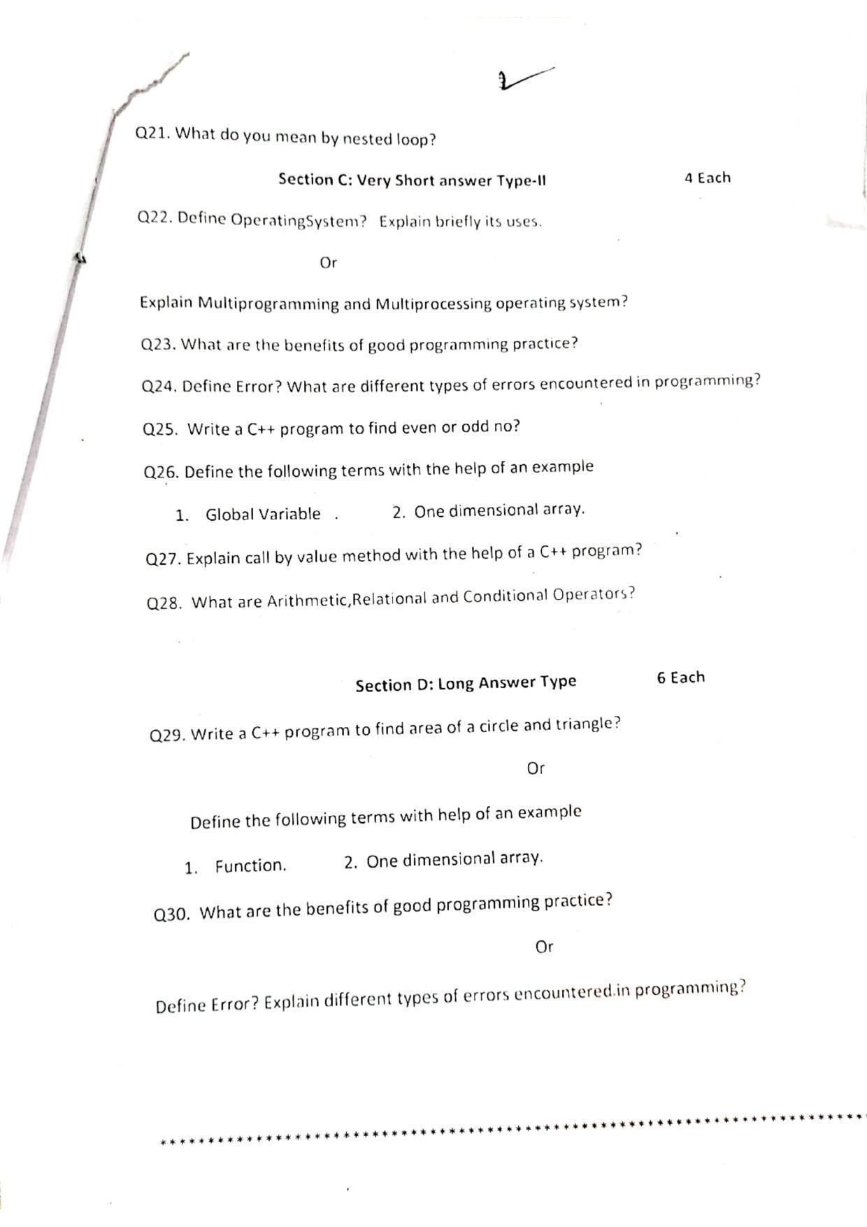 JKBOSE Class 11 Computer Science Model Question Paper 2023 - Page 2