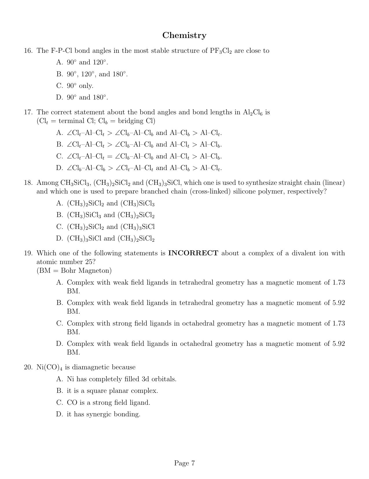 IISER Aptitude Test 2021 English Question Paper - Page 7