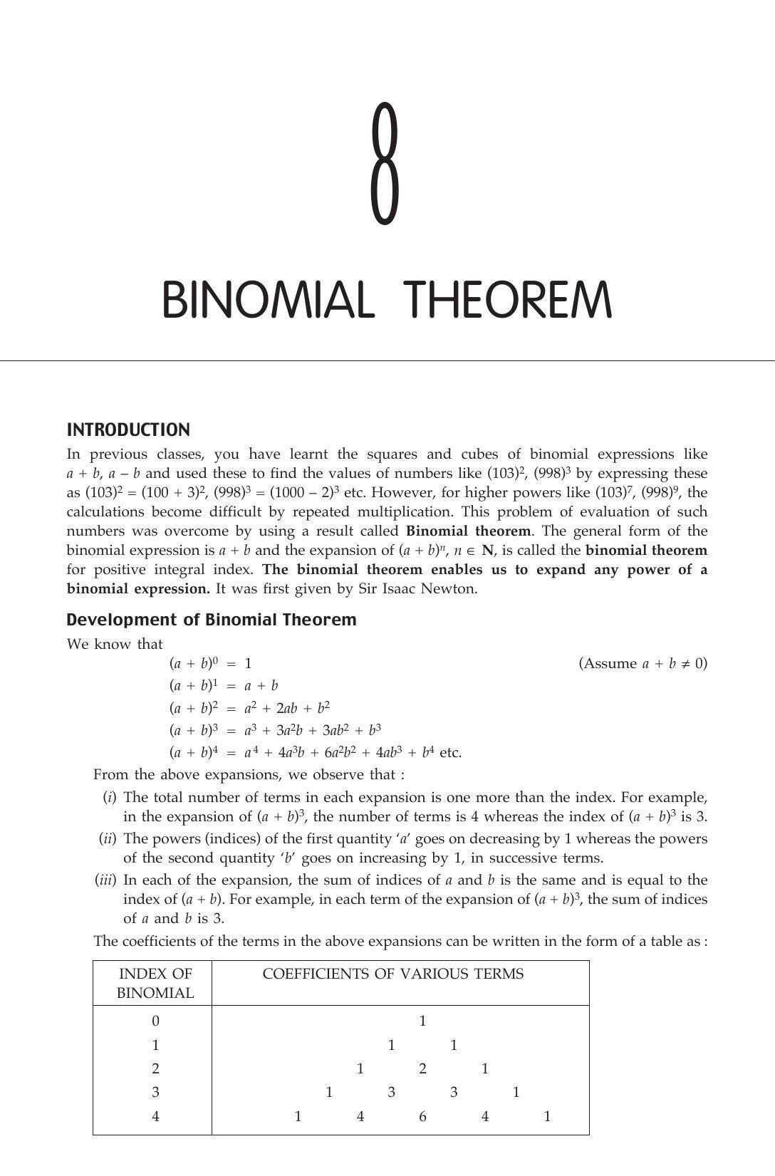 ML Aggarwal Class 11 Solutions: Binomial Theorem - Page 1