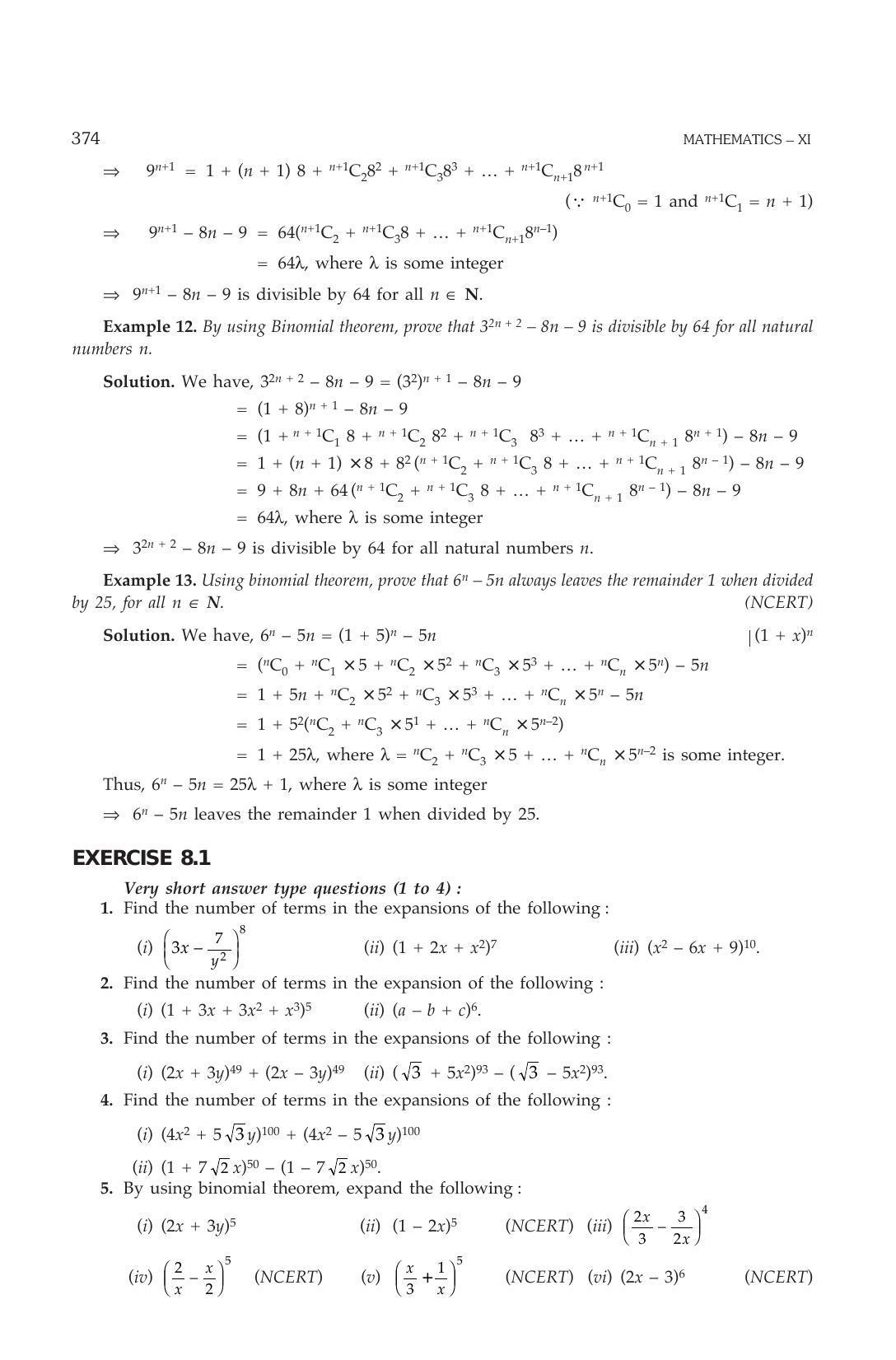 ML Aggarwal Class 11 Solutions: Binomial Theorem - Page 9