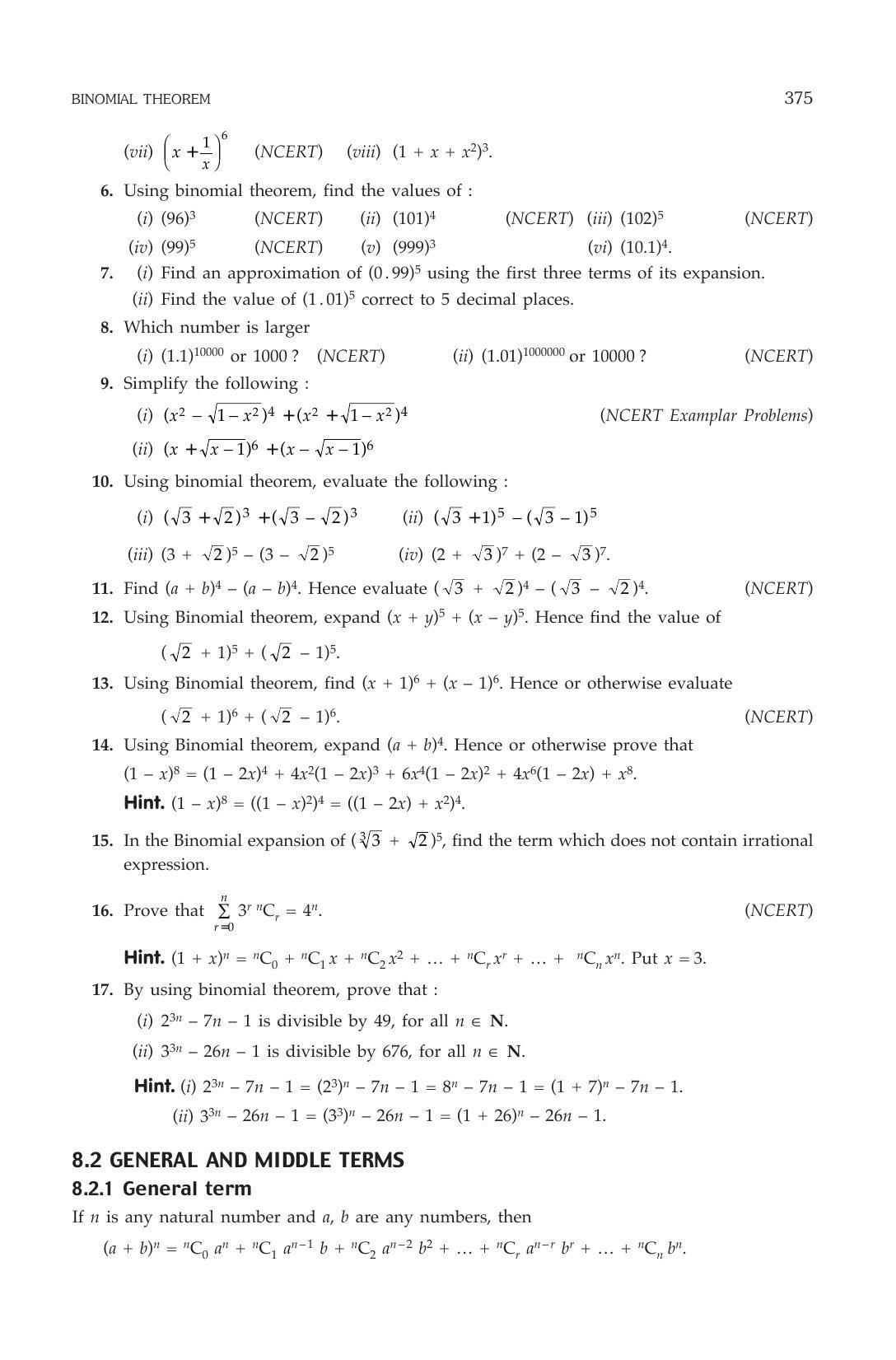 ML Aggarwal Class 11 Solutions: Binomial Theorem - Page 10