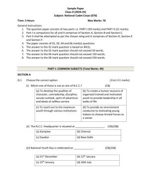 CBSE Class 10 NCC Sample Paper 2025