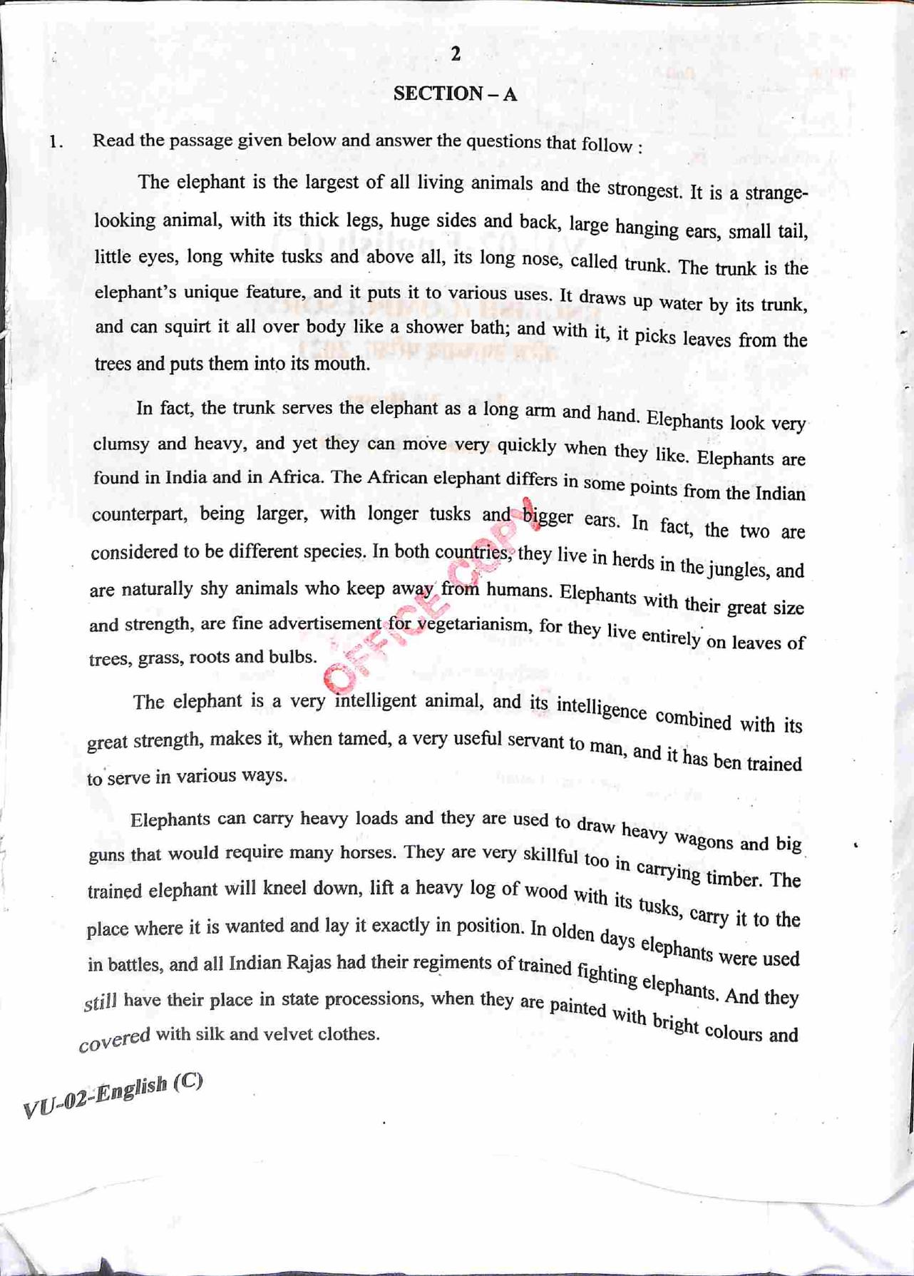 RBSE 2021 English Varishtha Upadhyay Question Paper - Page 3