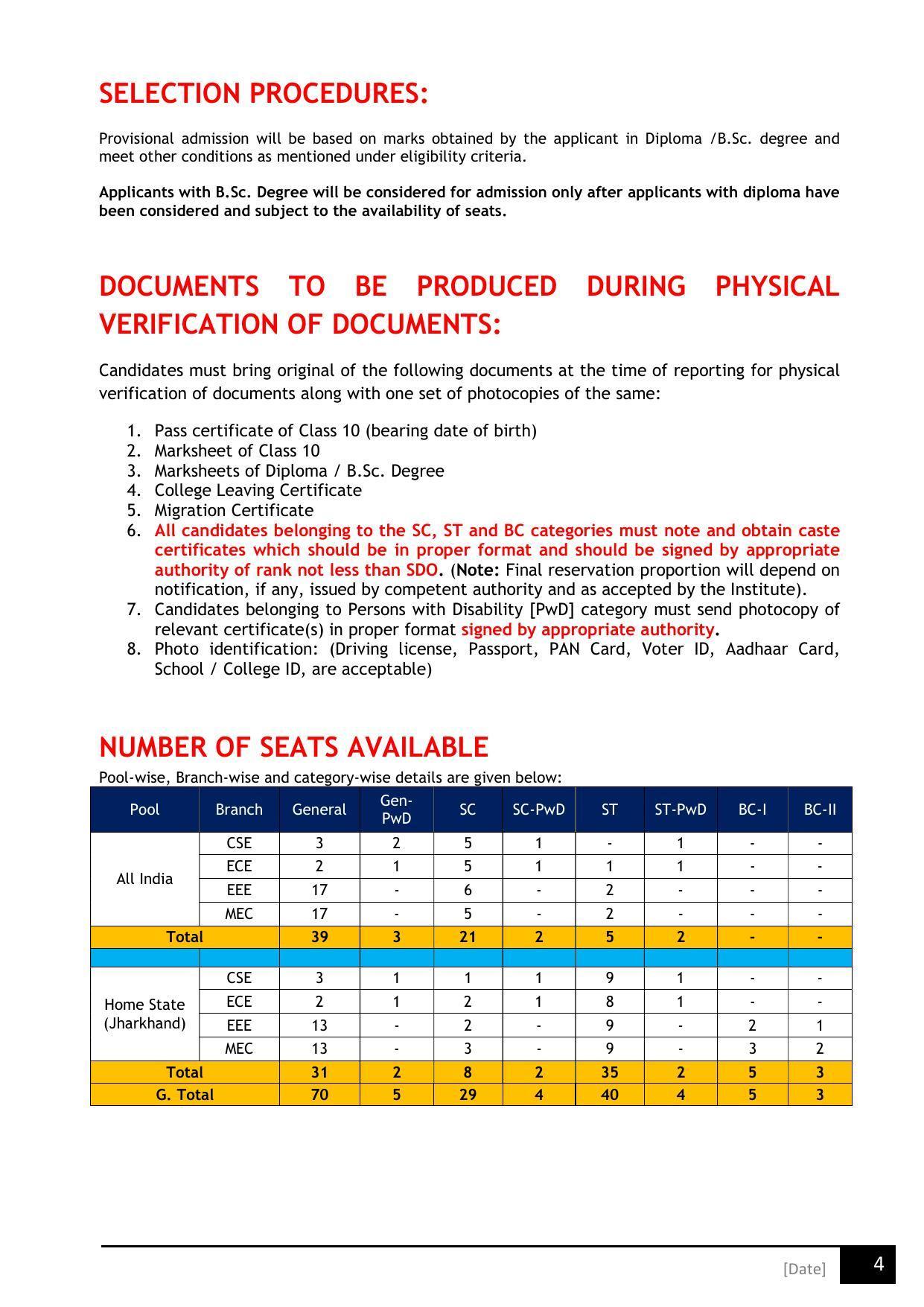 Birla Institute of Technology (BIT), Mesra Information Brochure 2021-22 - Page 4