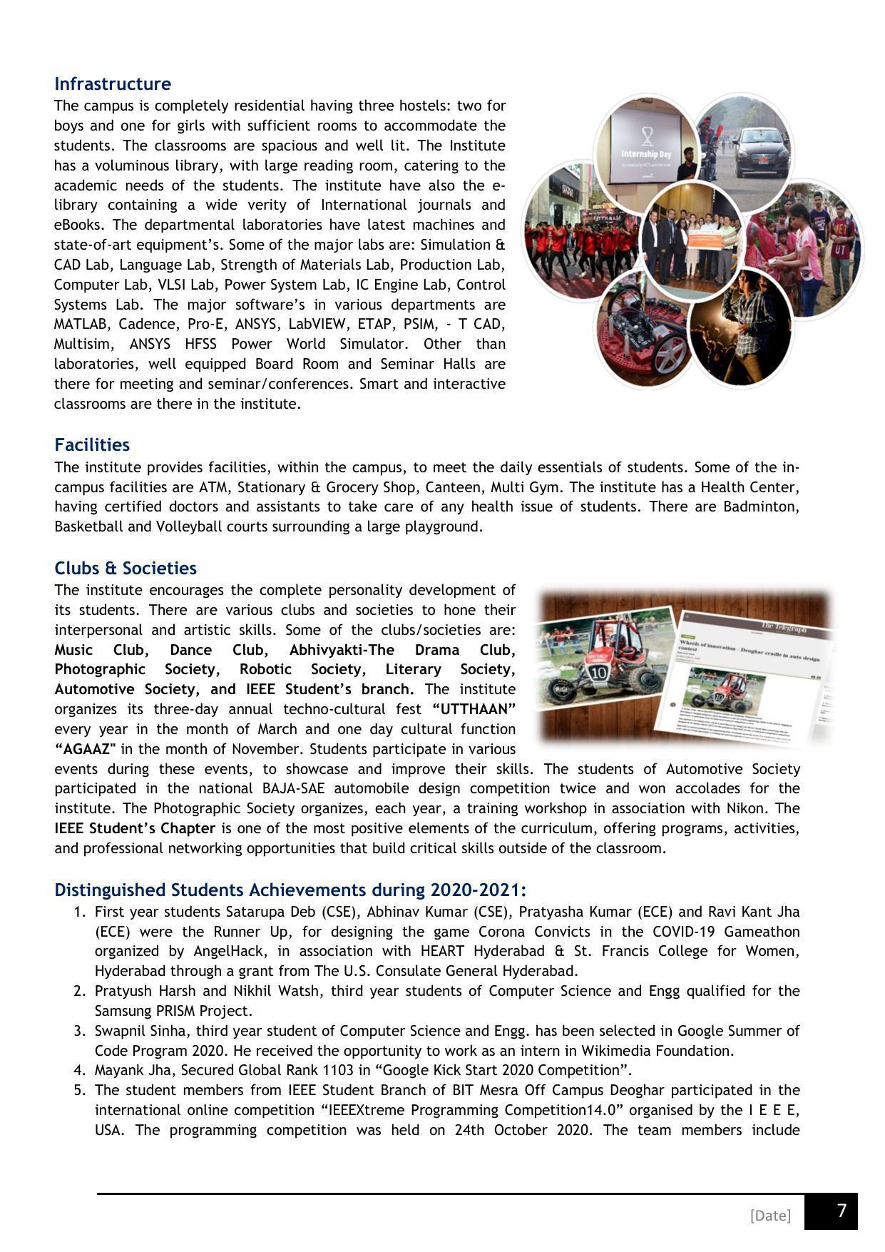 Birla Institute of Technology (BIT), Mesra Information Brochure 2021-22 - Page 7
