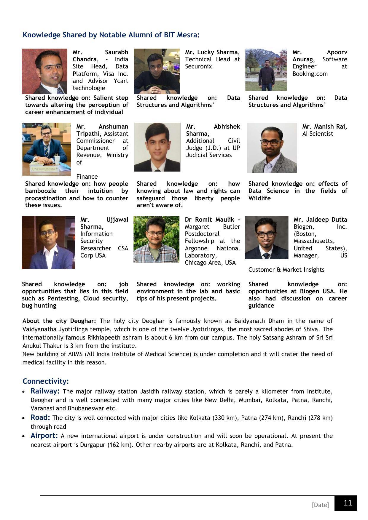 Birla Institute of Technology (BIT), Mesra Information Brochure 2021-22 - Page 11