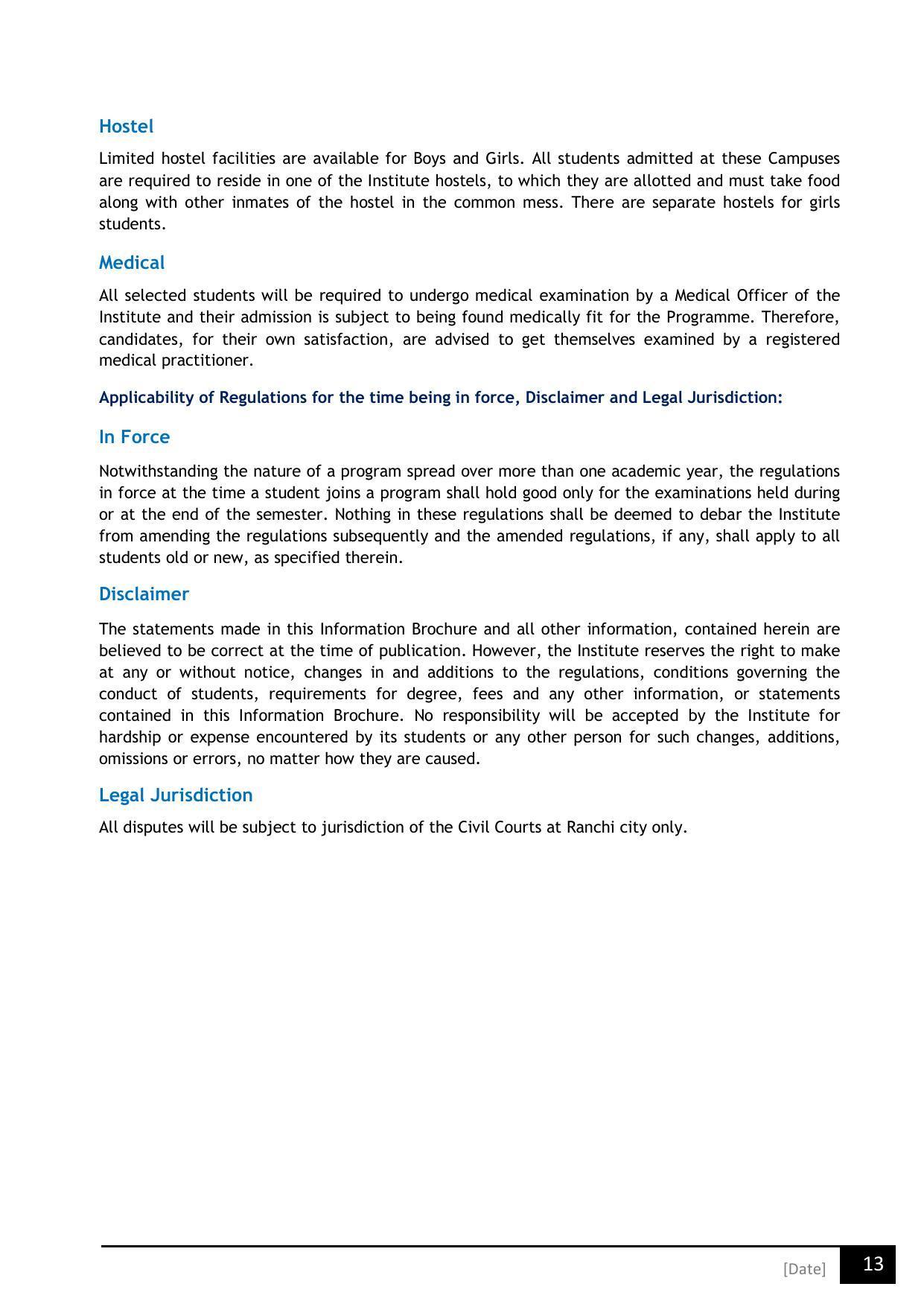 Birla Institute of Technology (BIT), Mesra Information Brochure 2021-22 - Page 13