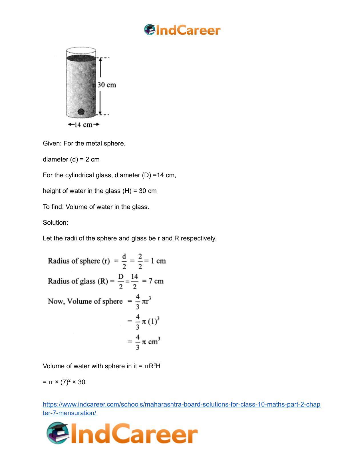 Maharashtra Board Solutions for Class 10-Maths (Part 2): Chapter 7- Mensuration - Page 14
