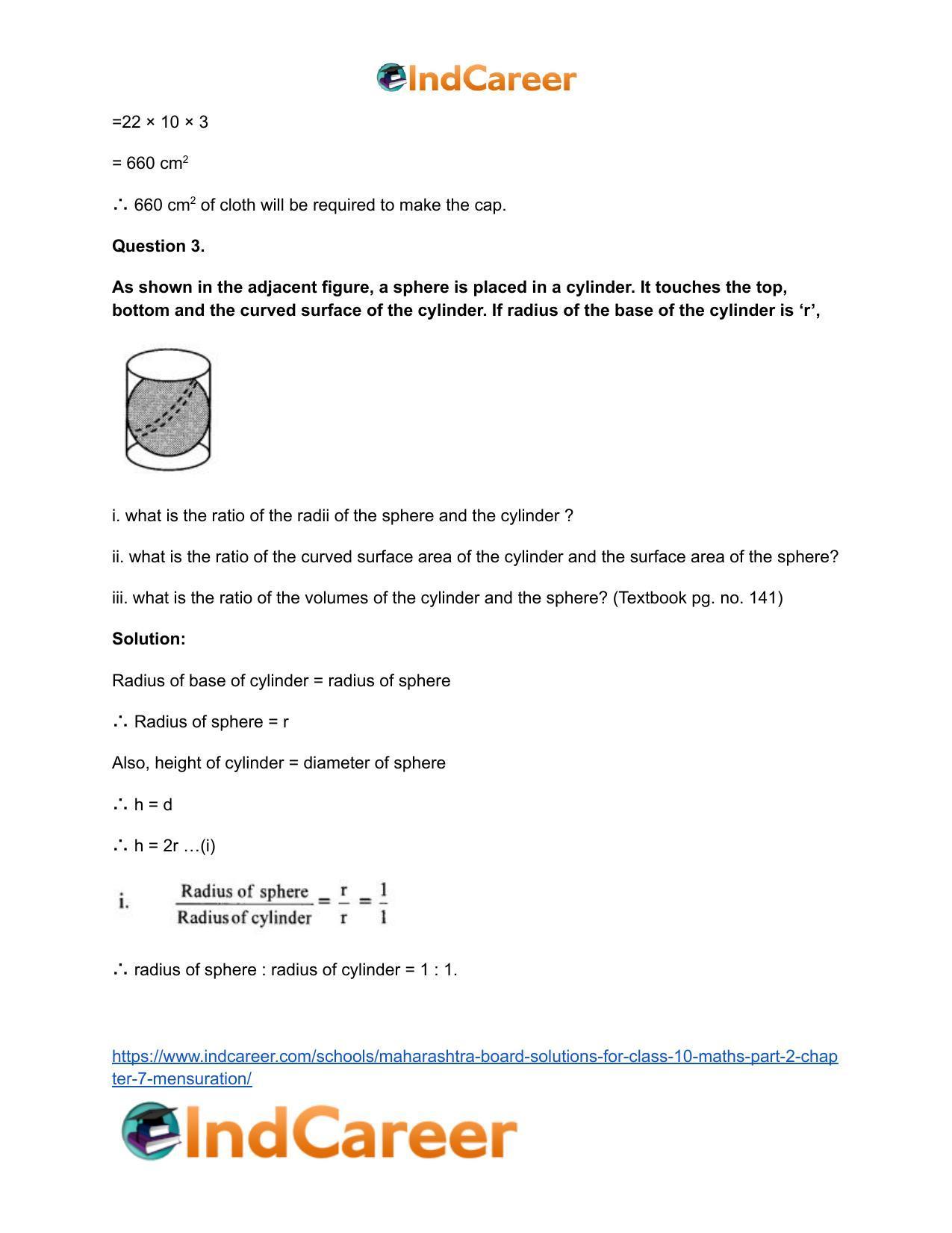 Maharashtra Board Solutions for Class 10-Maths (Part 2): Chapter 7- Mensuration - Page 17
