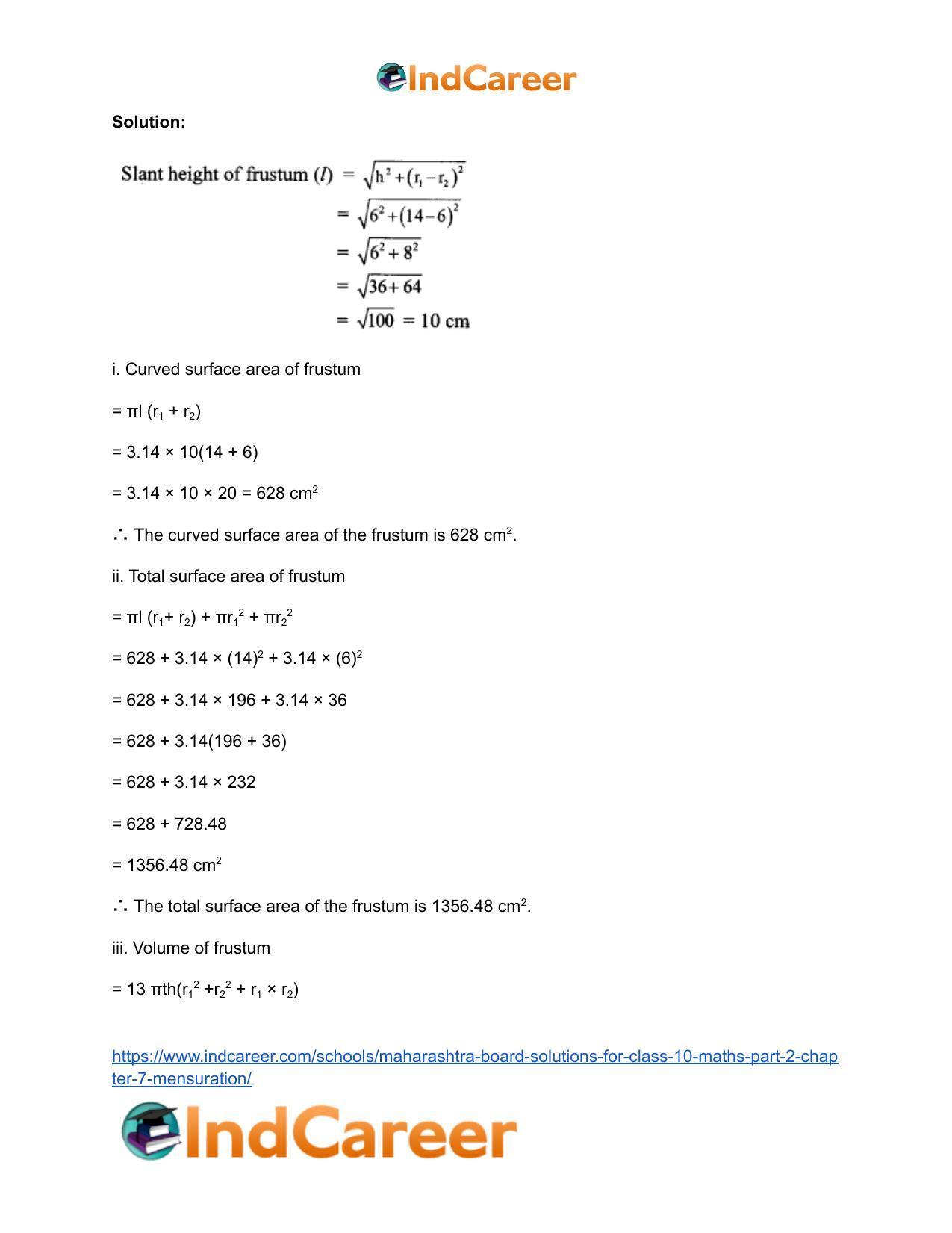 Maharashtra Board Solutions for Class 10-Maths (Part 2): Chapter 7- Mensuration - Page 21