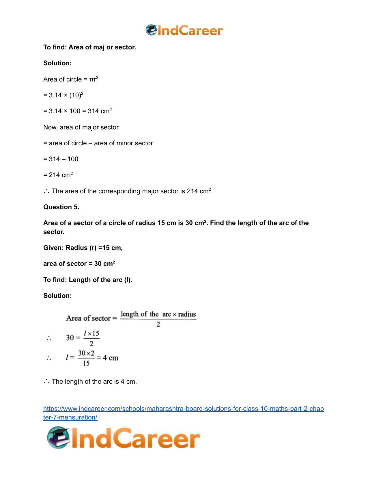 Maharashtra Board Solutions for Class 10-Maths (Part 2): Chapter 7- Mensuration - Page 25