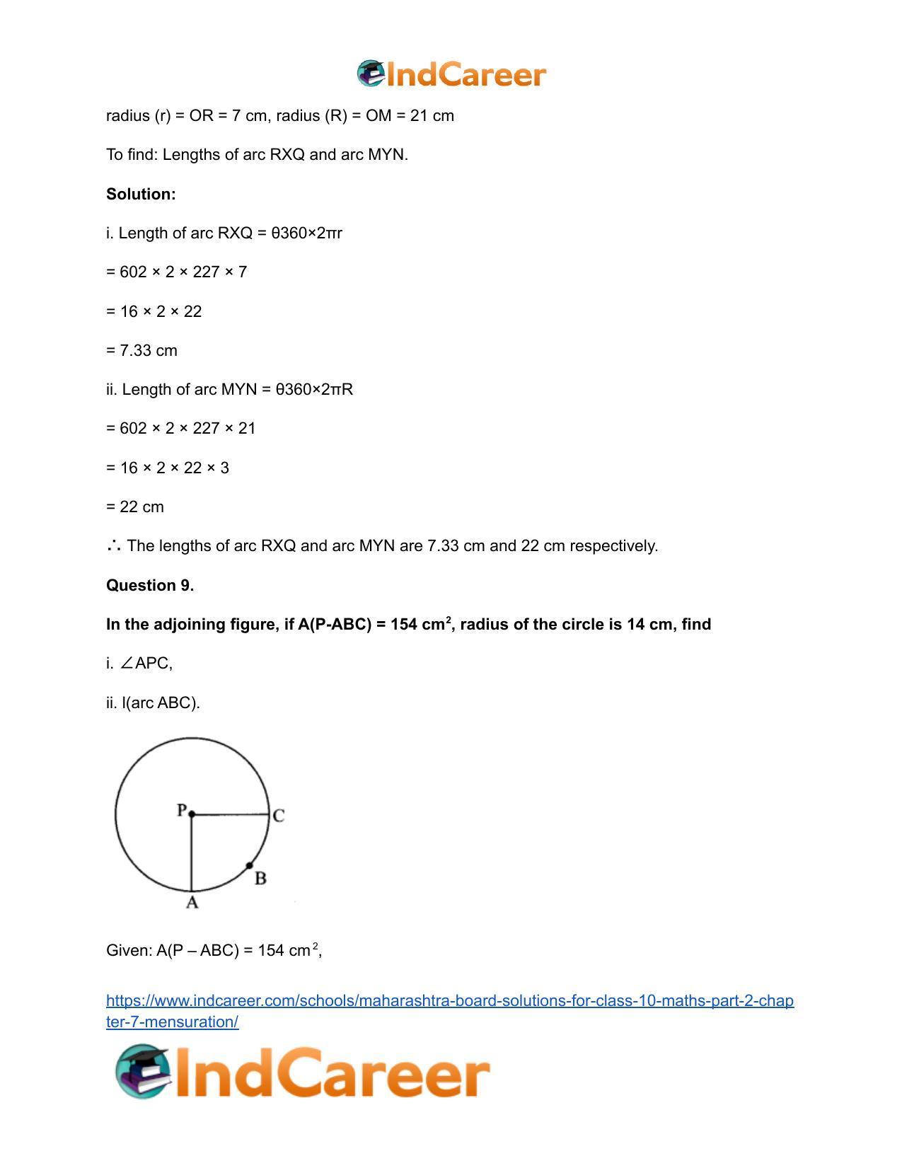 Maharashtra Board Solutions for Class 10-Maths (Part 2): Chapter 7- Mensuration - Page 29
