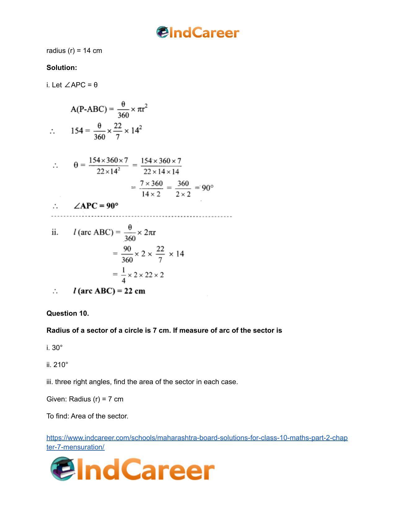 Maharashtra Board Solutions for Class 10-Maths (Part 2): Chapter 7- Mensuration - Page 30