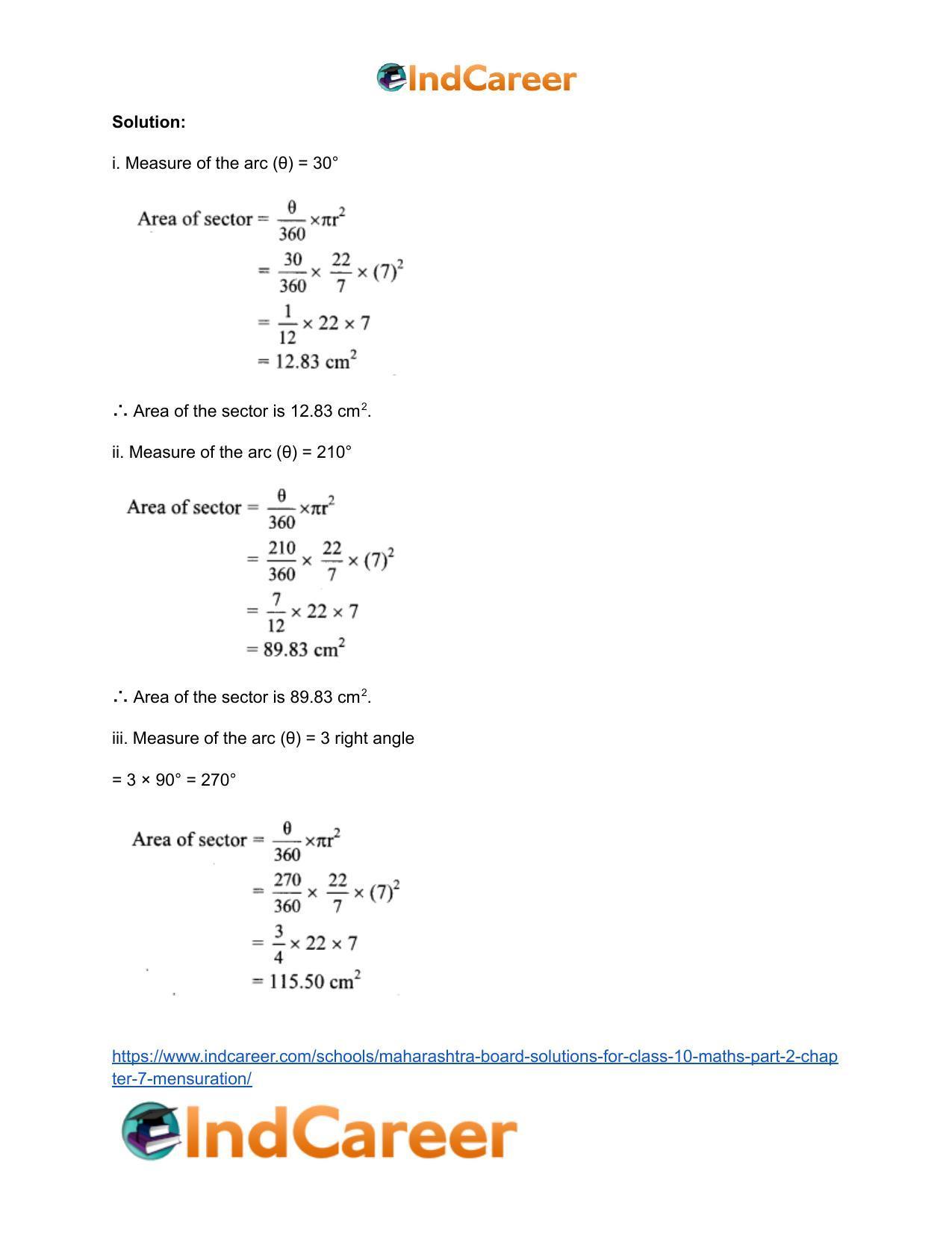 Maharashtra Board Solutions for Class 10-Maths (Part 2): Chapter 7- Mensuration - Page 31