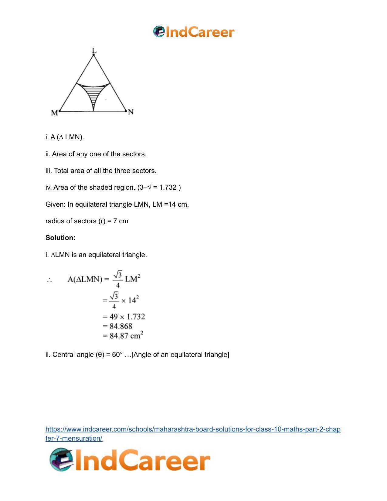 Maharashtra Board Solutions for Class 10-Maths (Part 2): Chapter 7- Mensuration - Page 36