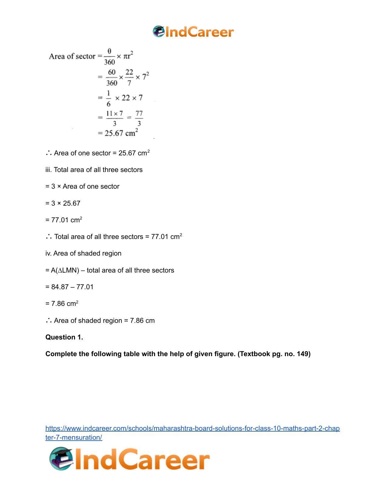 Maharashtra Board Solutions for Class 10-Maths (Part 2): Chapter 7- Mensuration - Page 37